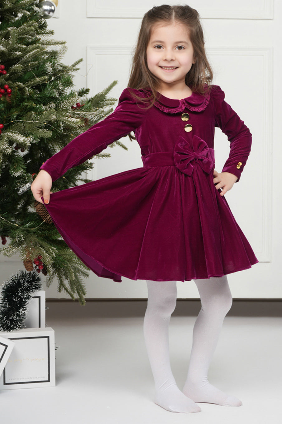 BURGUNDY VELVET DRESS