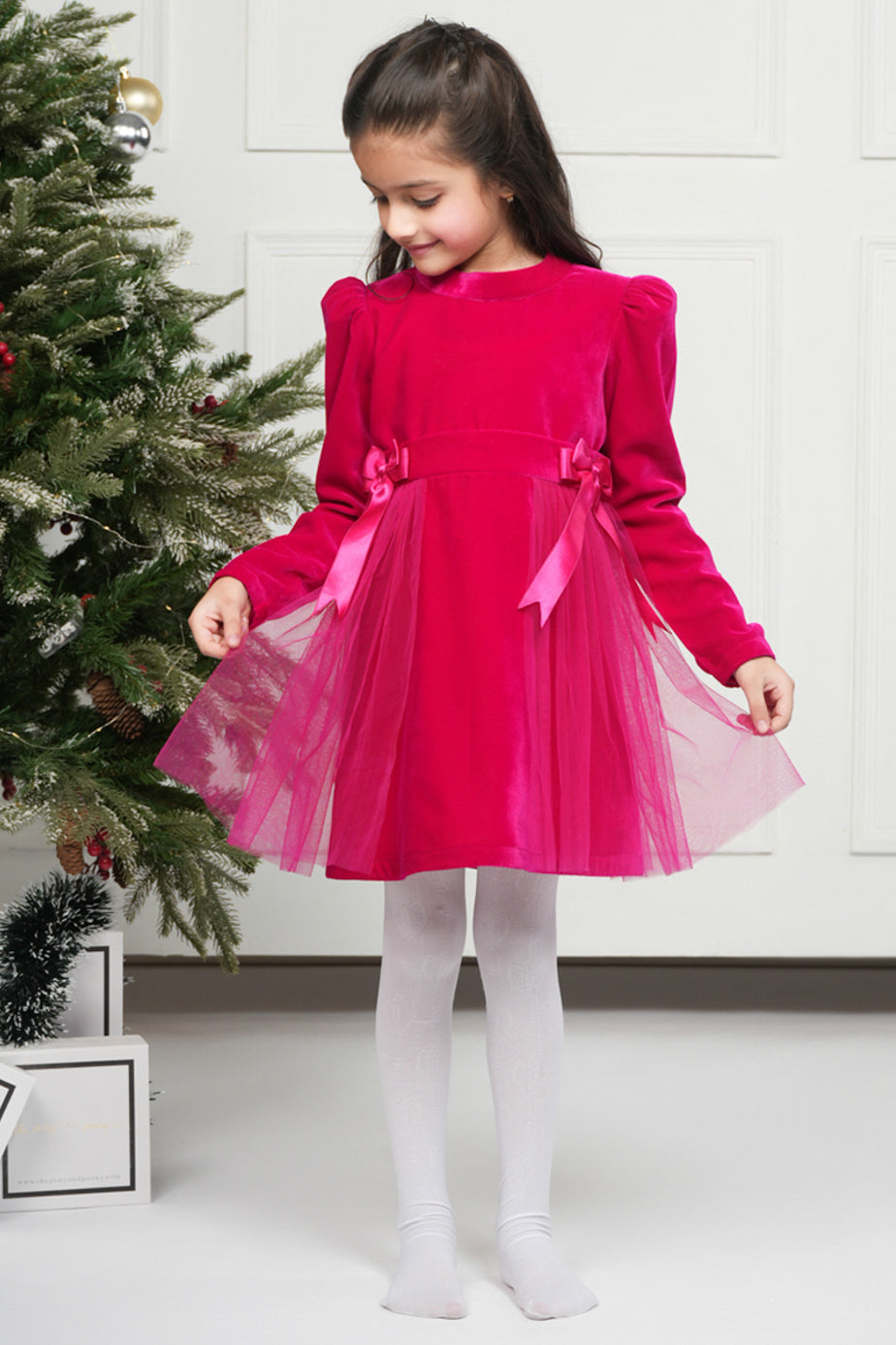 MAGENTA VELVET DRESS