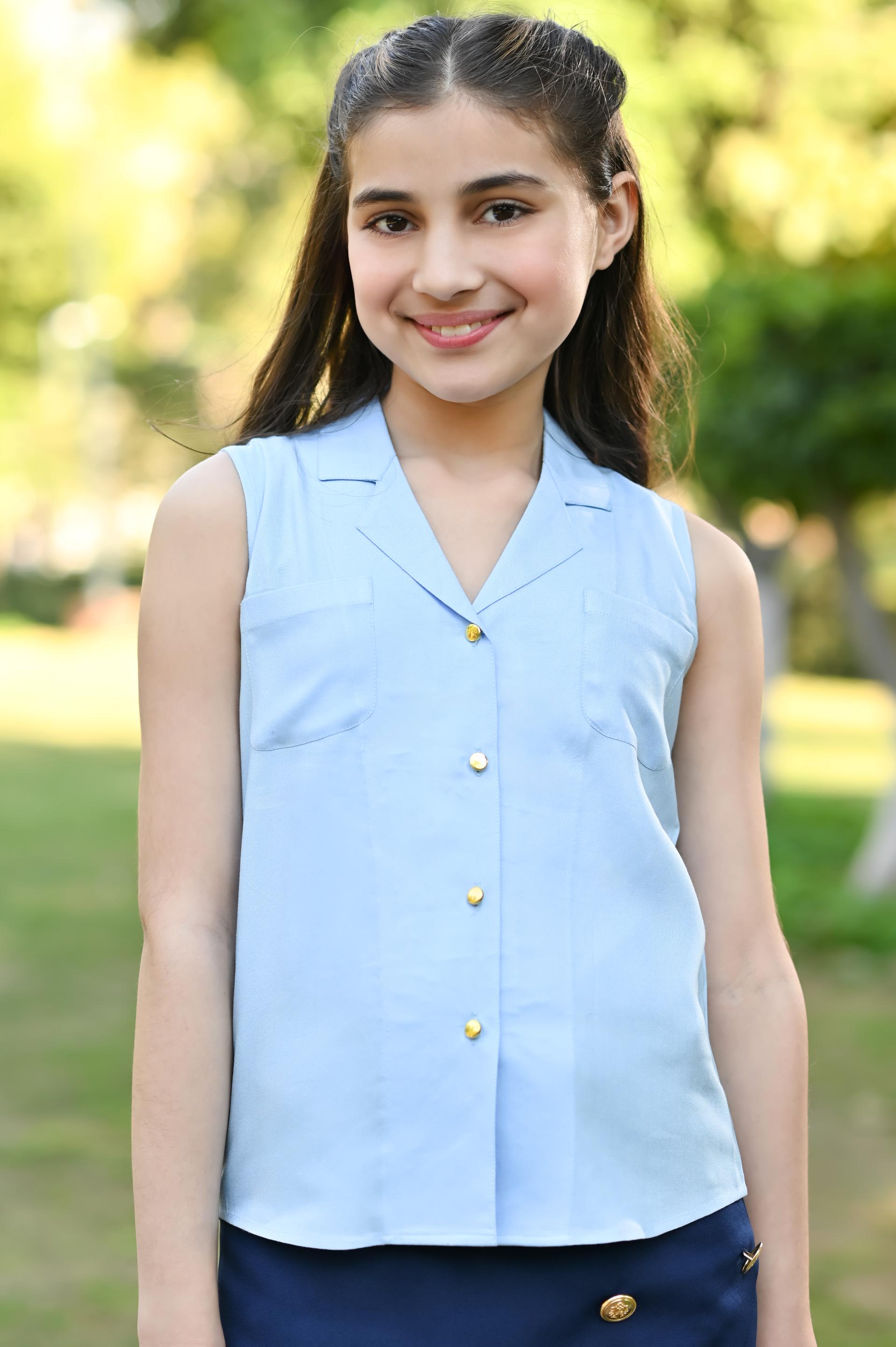 LIGHT BLUE SHIRT & NAVY BLUE SKORTS SET