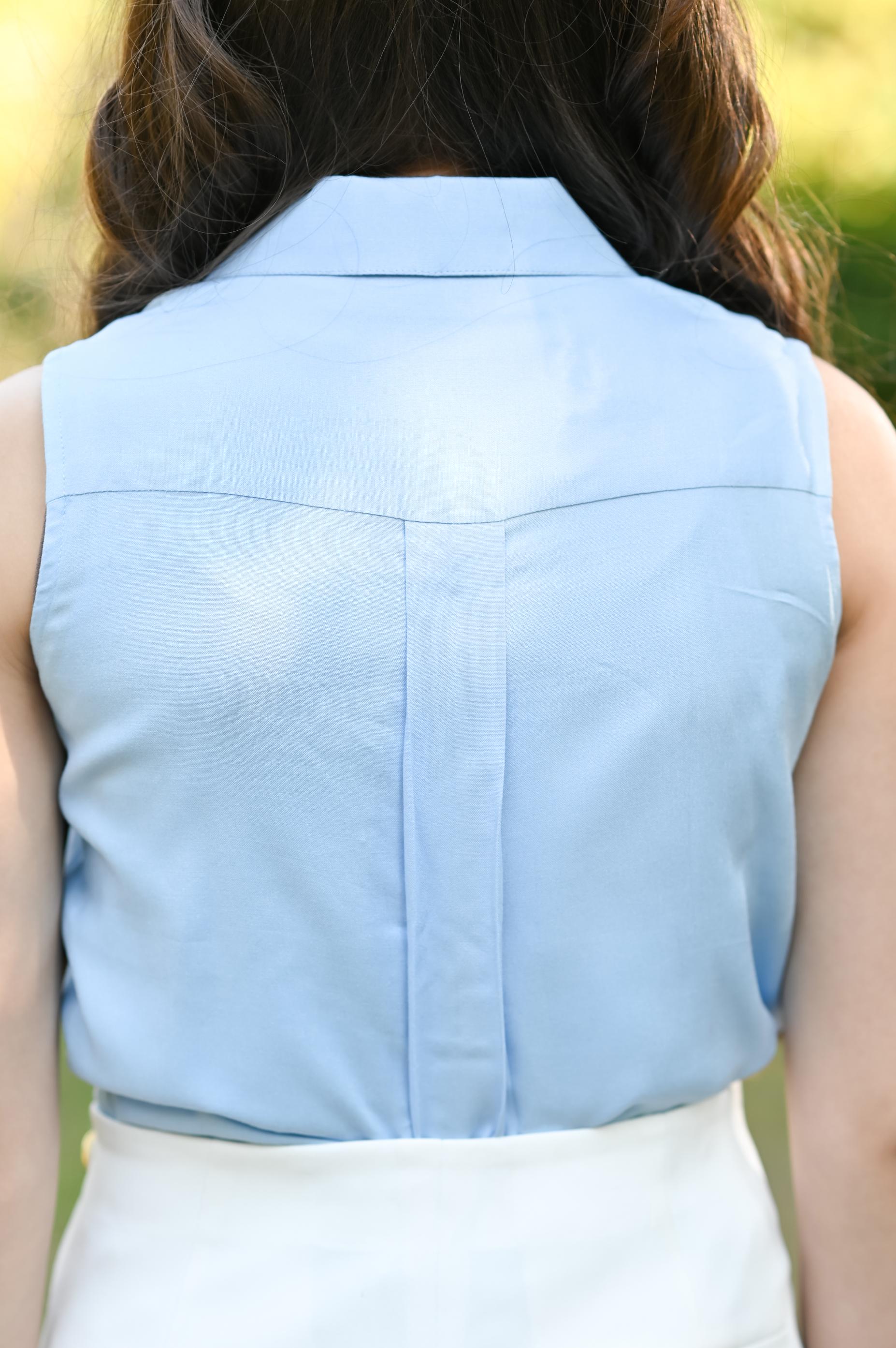 LIGHT BLUE SHIRT & WHITE SKORTS SET