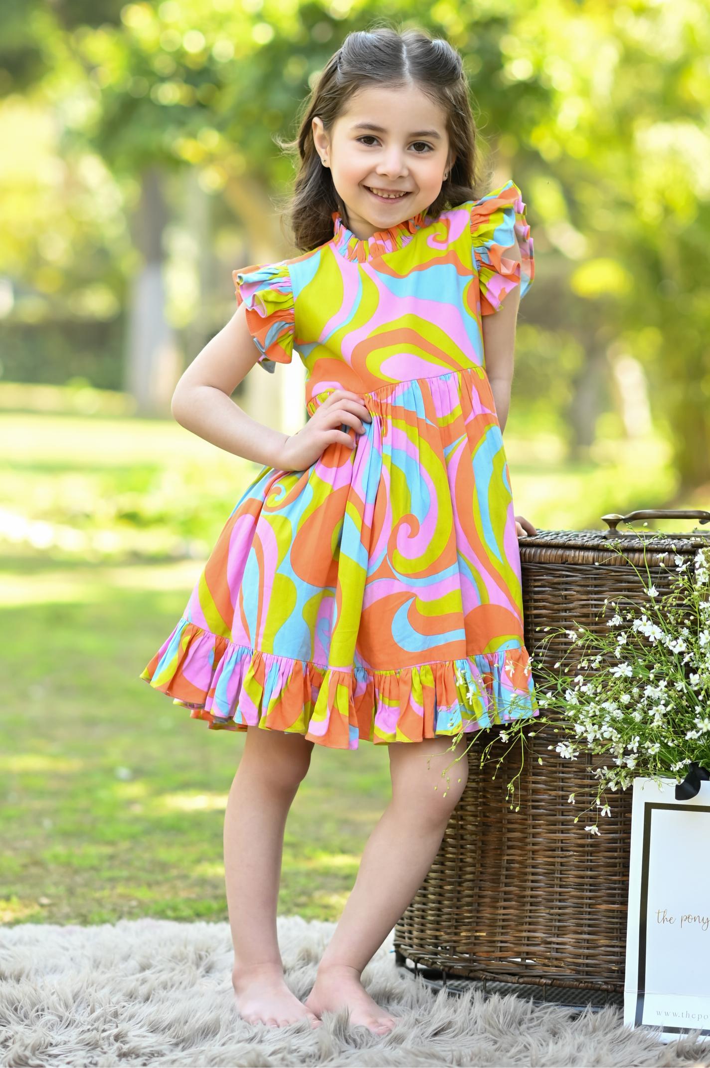 ORANGE ABSTRACT DRESS