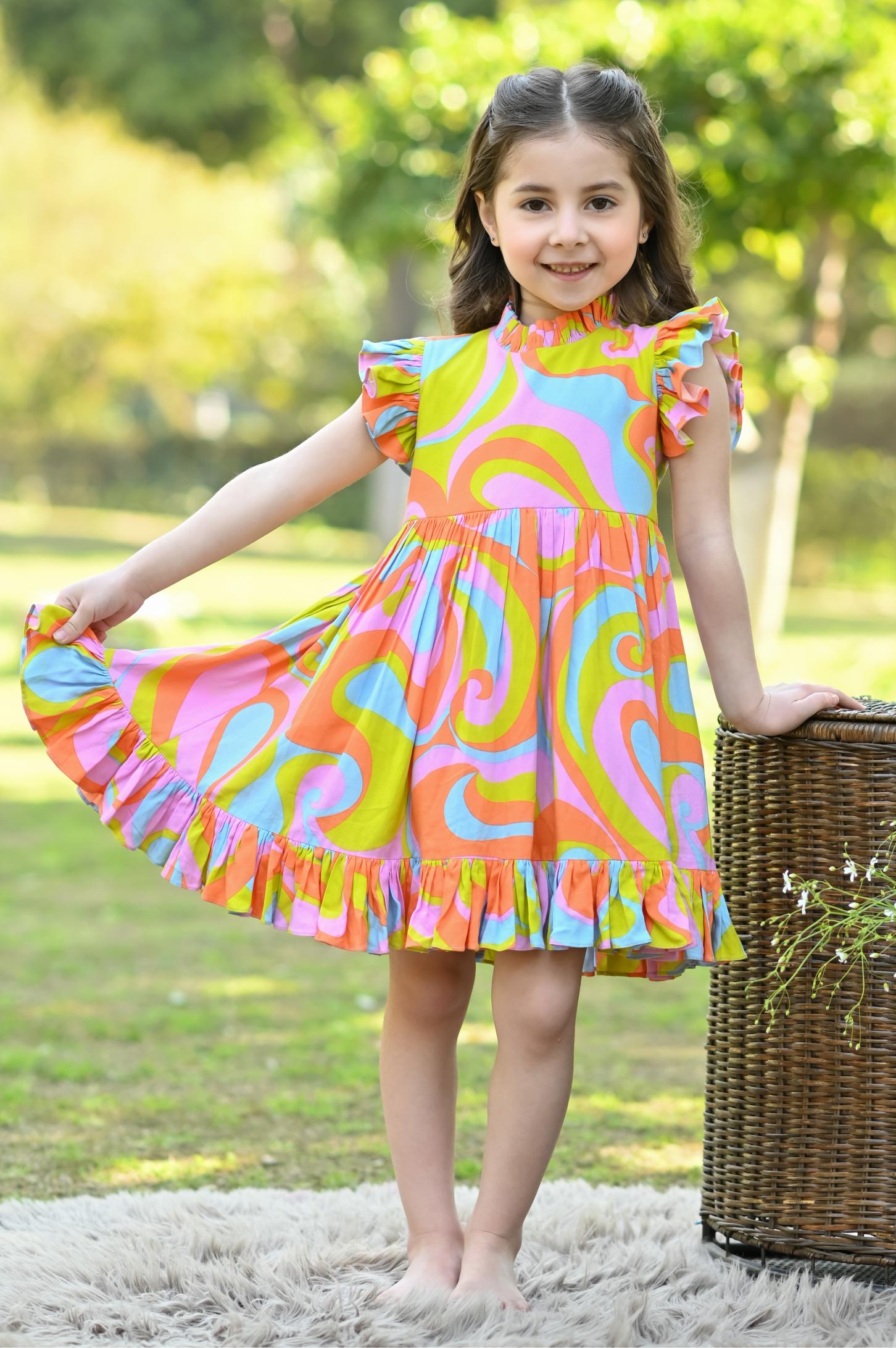 ORANGE ABSTRACT DRESS