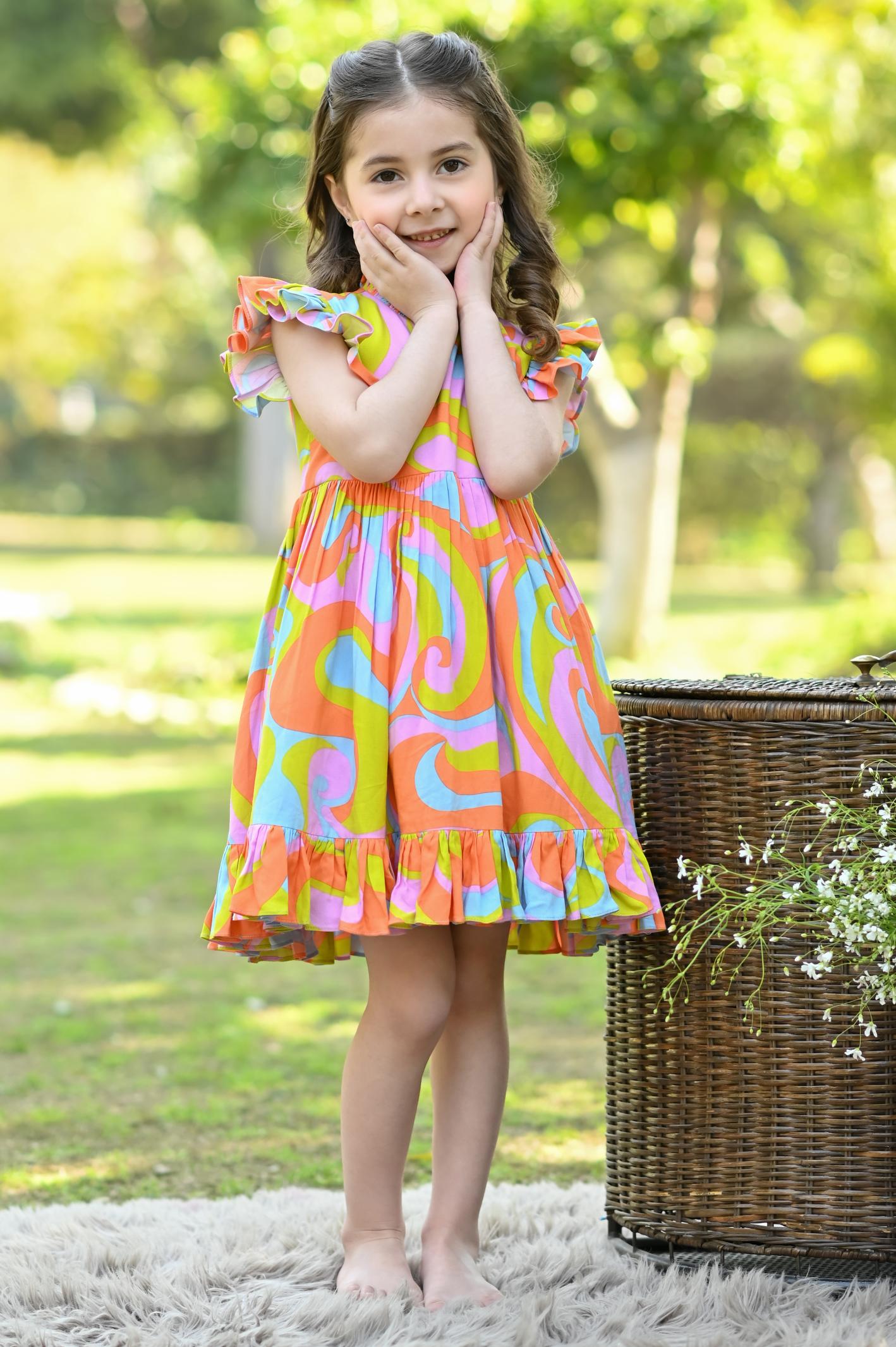 ORANGE ABSTRACT DRESS