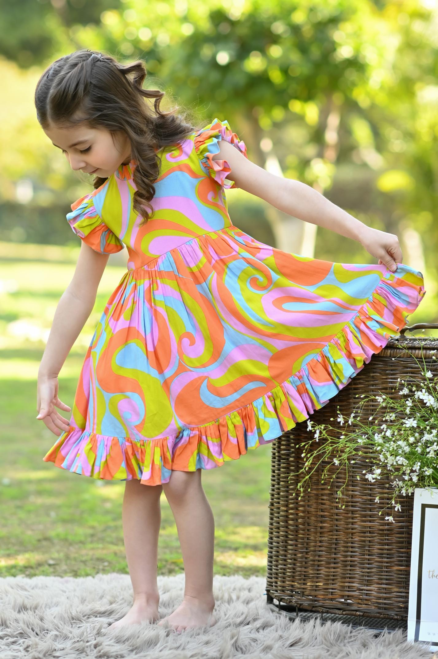 ORANGE ABSTRACT DRESS