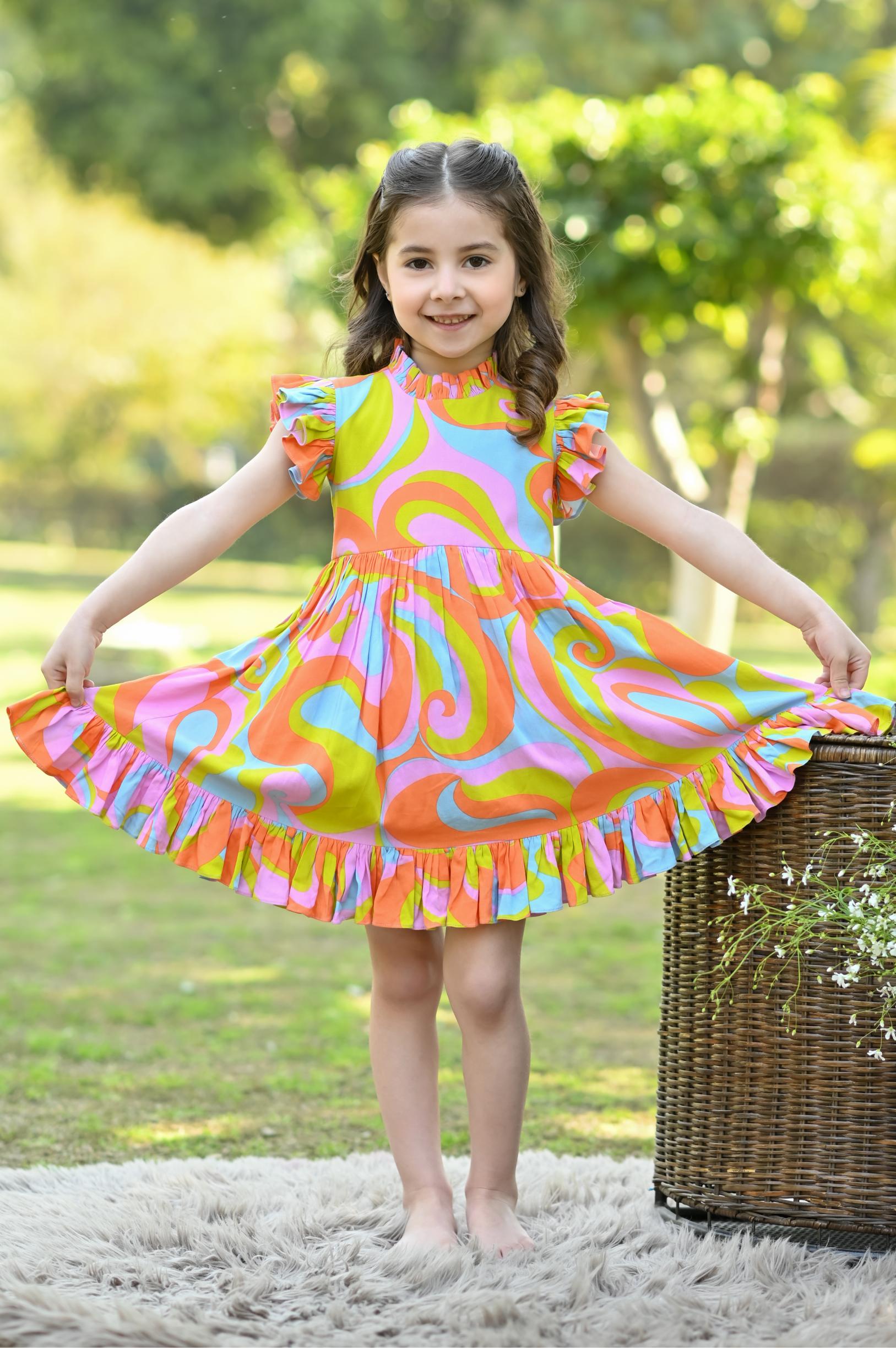 ORANGE ABSTRACT DRESS