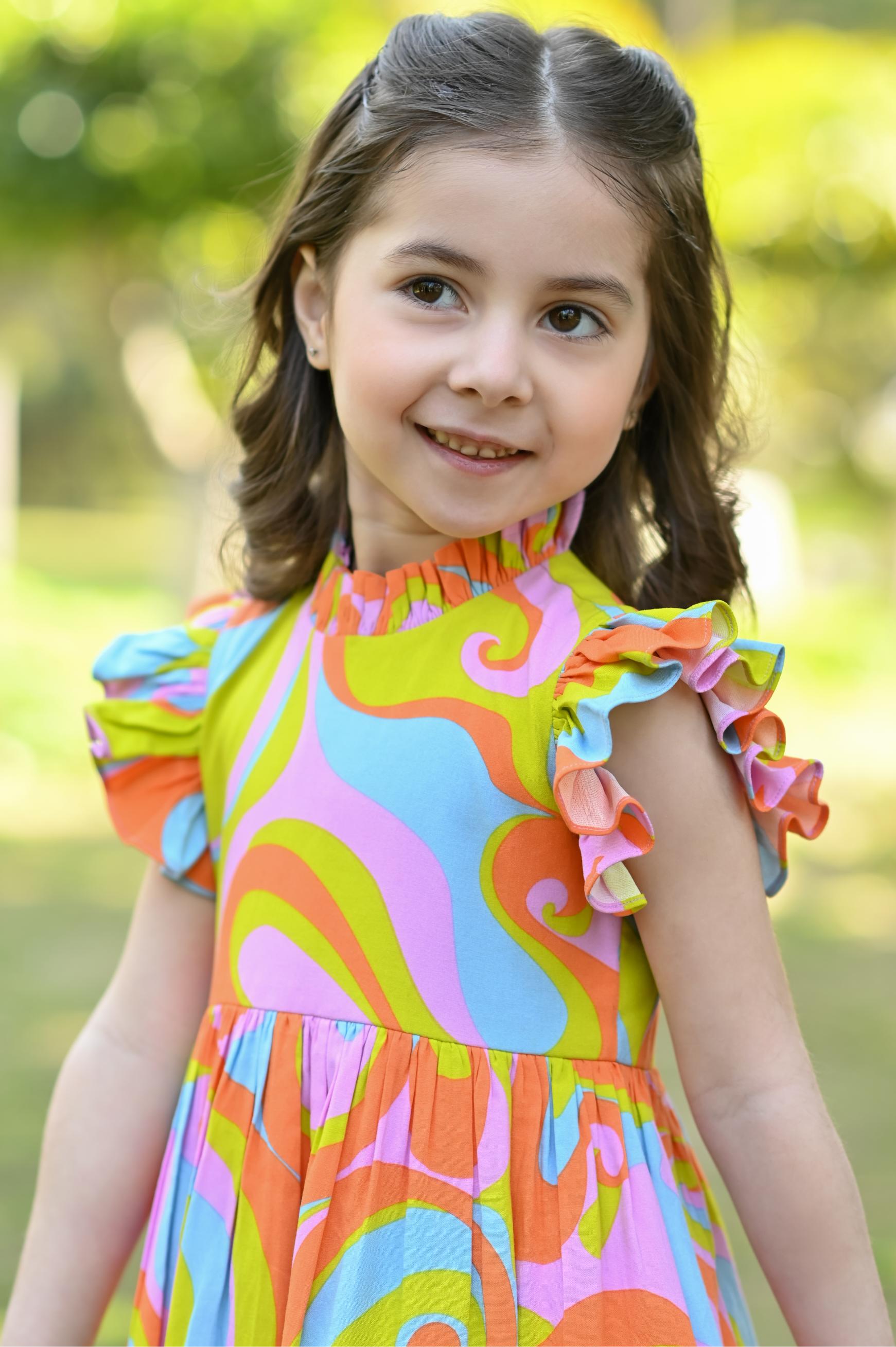 ORANGE ABSTRACT DRESS