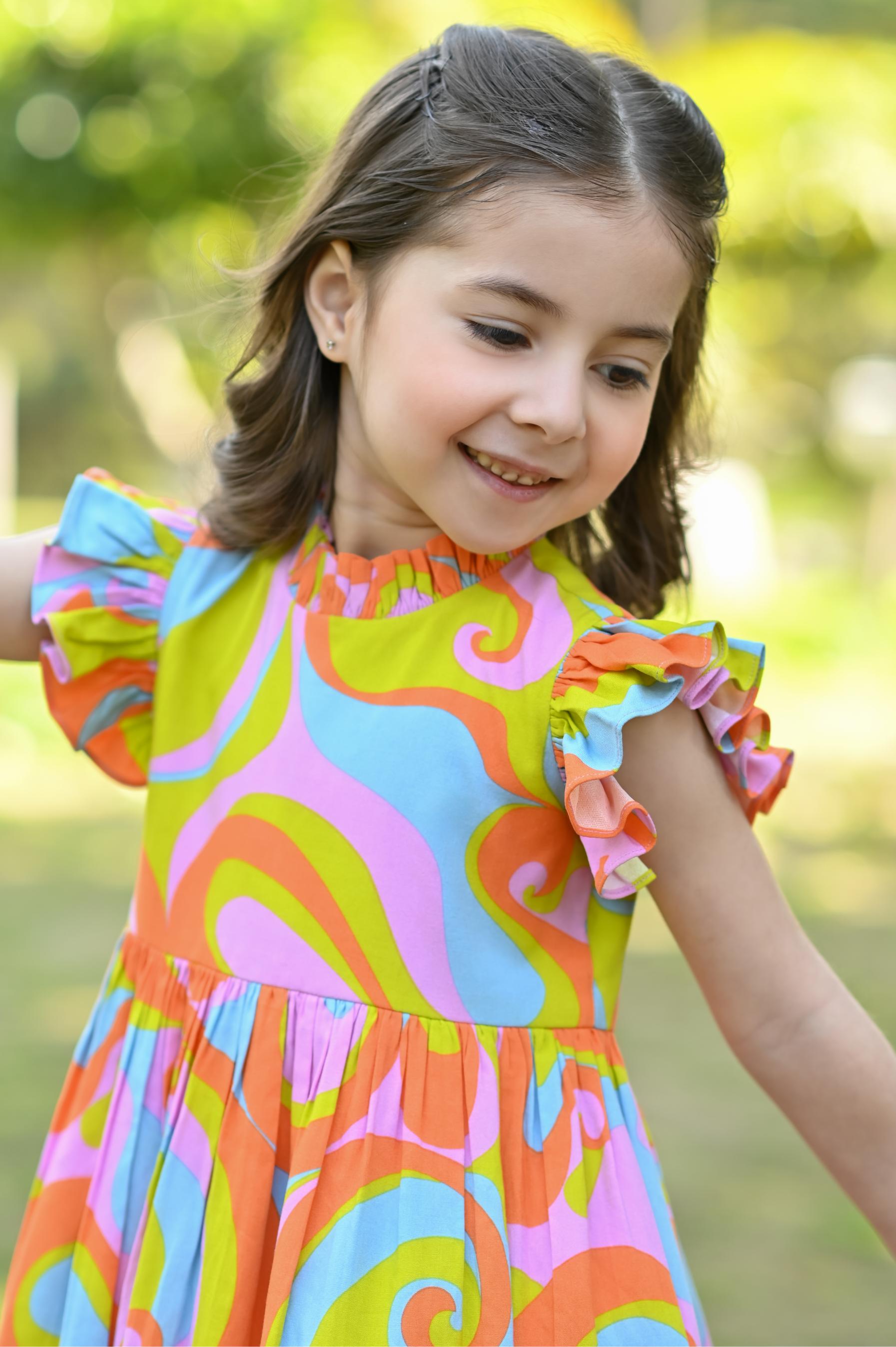 ORANGE ABSTRACT DRESS