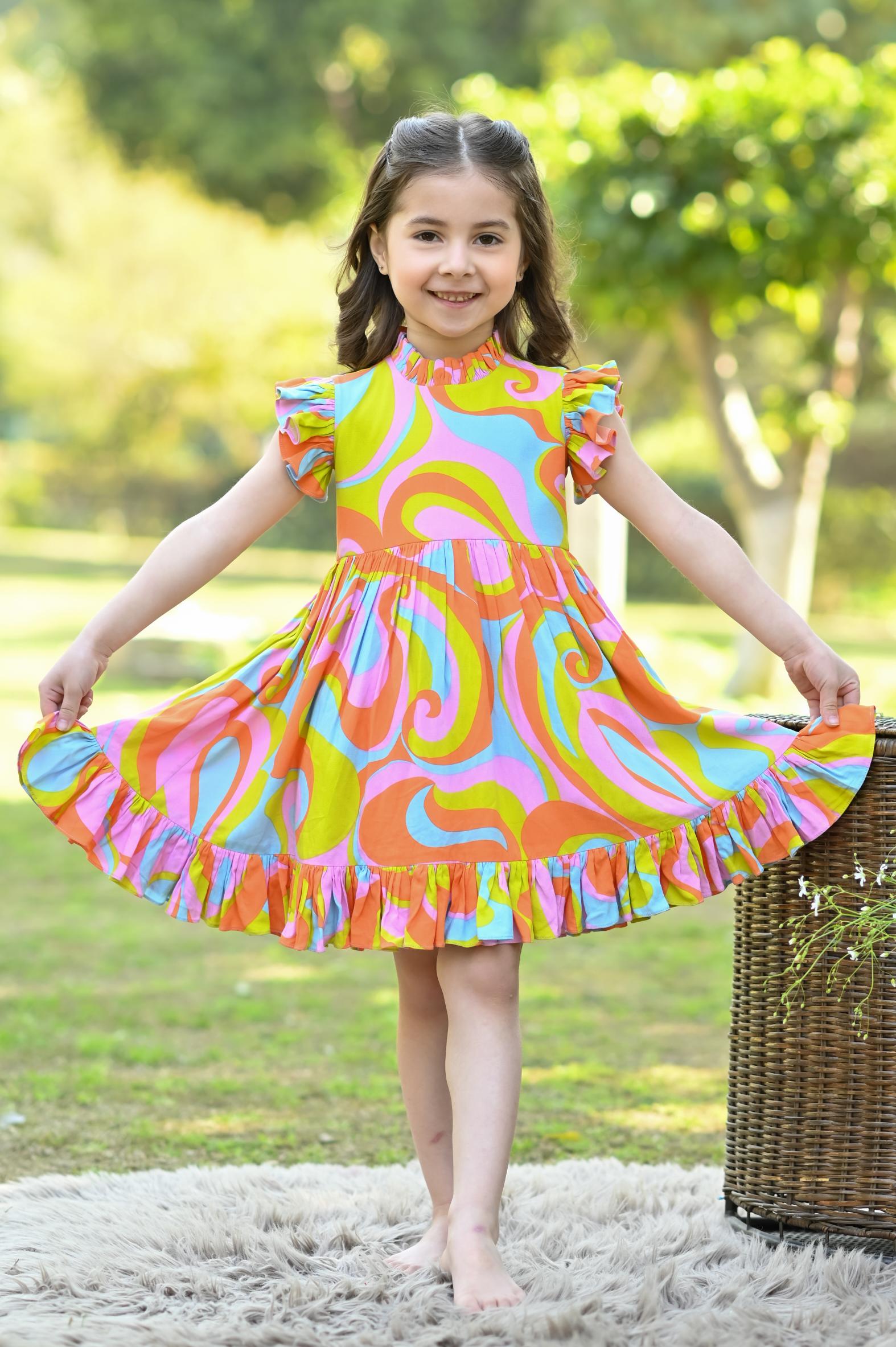 ORANGE ABSTRACT DRESS