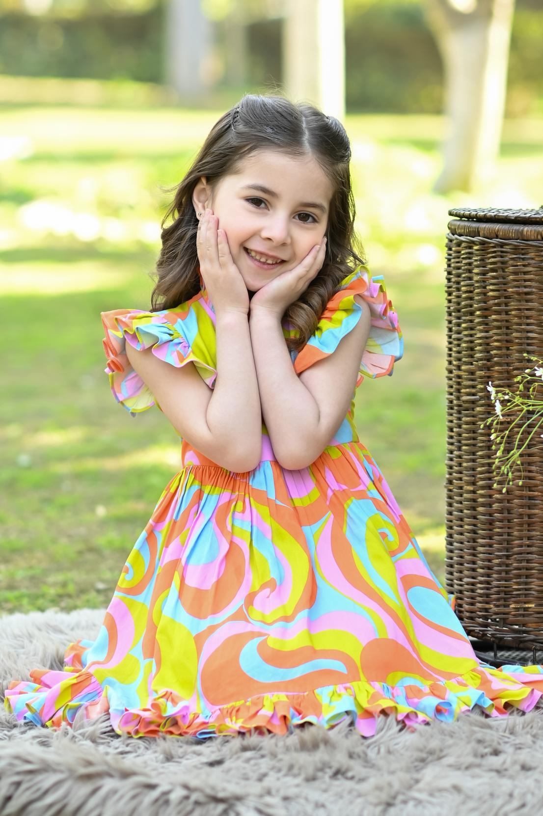 ORANGE ABSTRACT DRESS