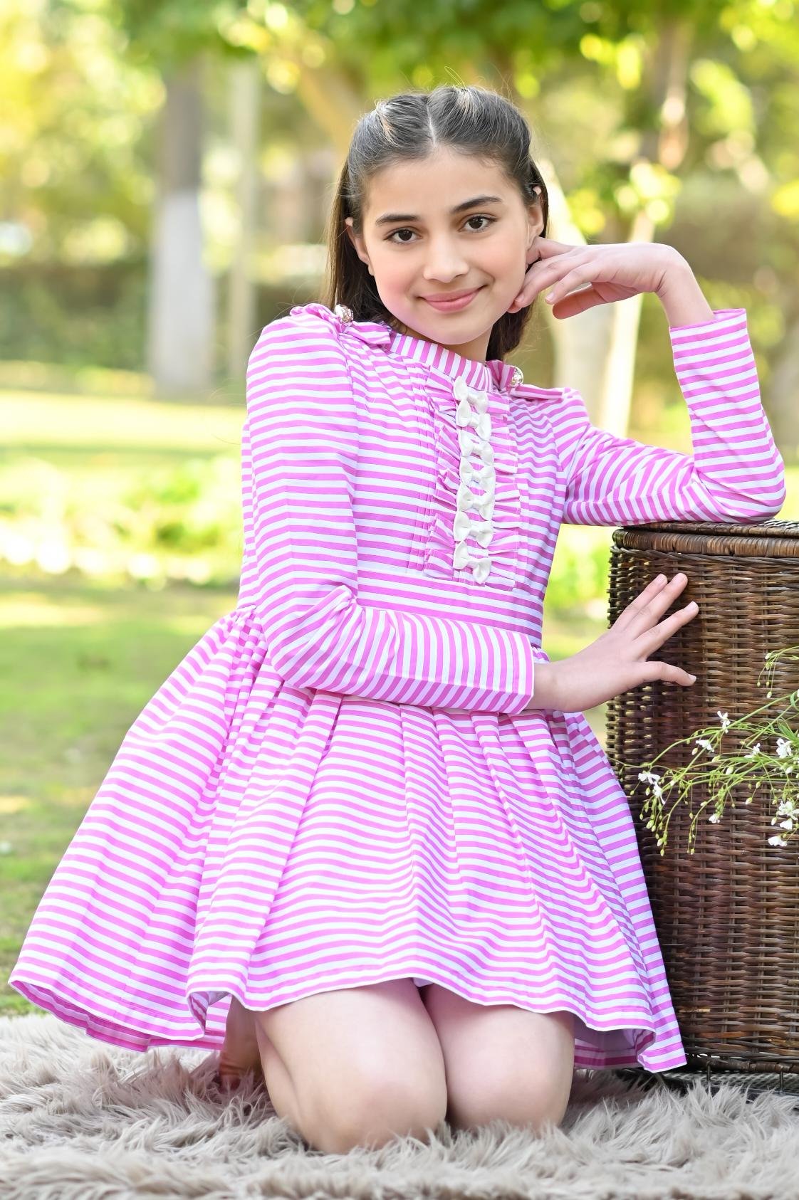 PINK & WHITE STRIPES DRESS