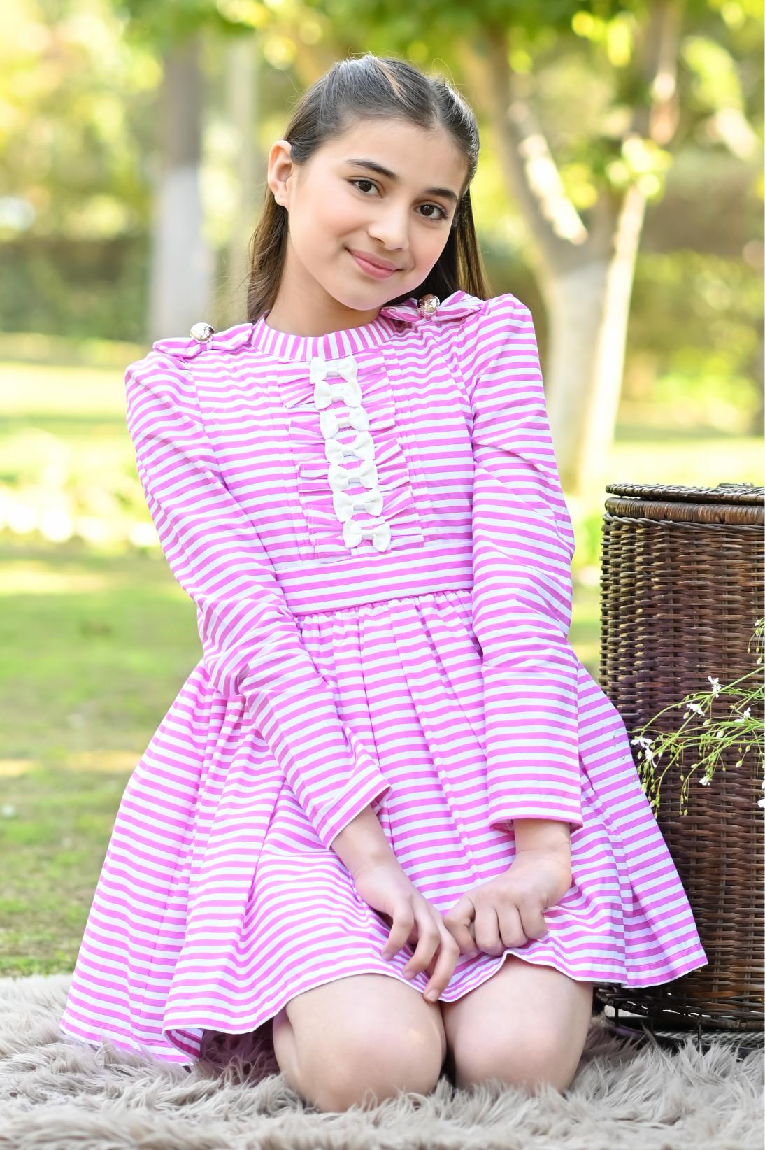 PINK & WHITE STRIPES DRESS