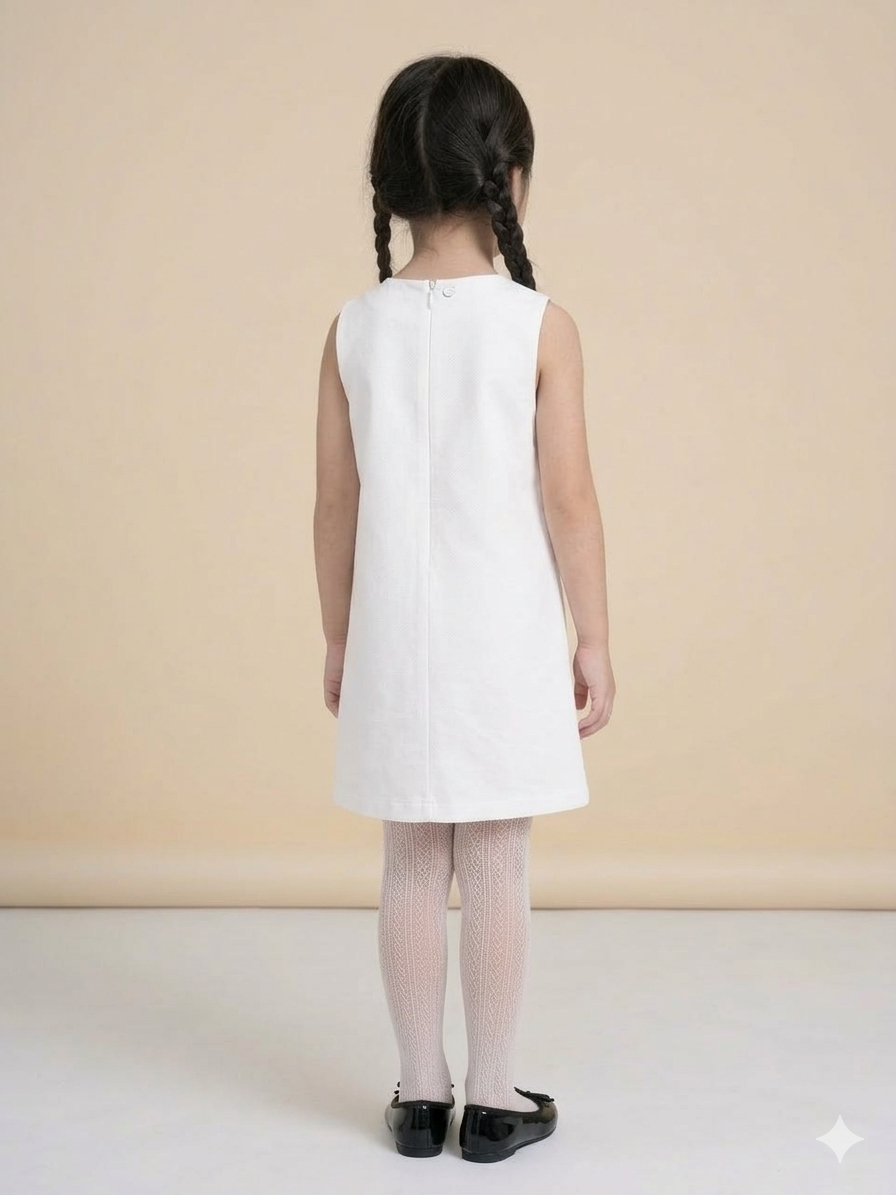 WHITE & BLACK BOW DENIM DRESS