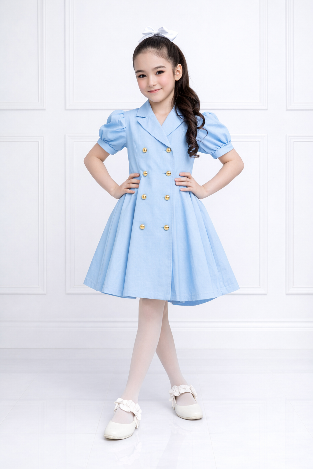 BLUE BUTTON DENIM DRESS