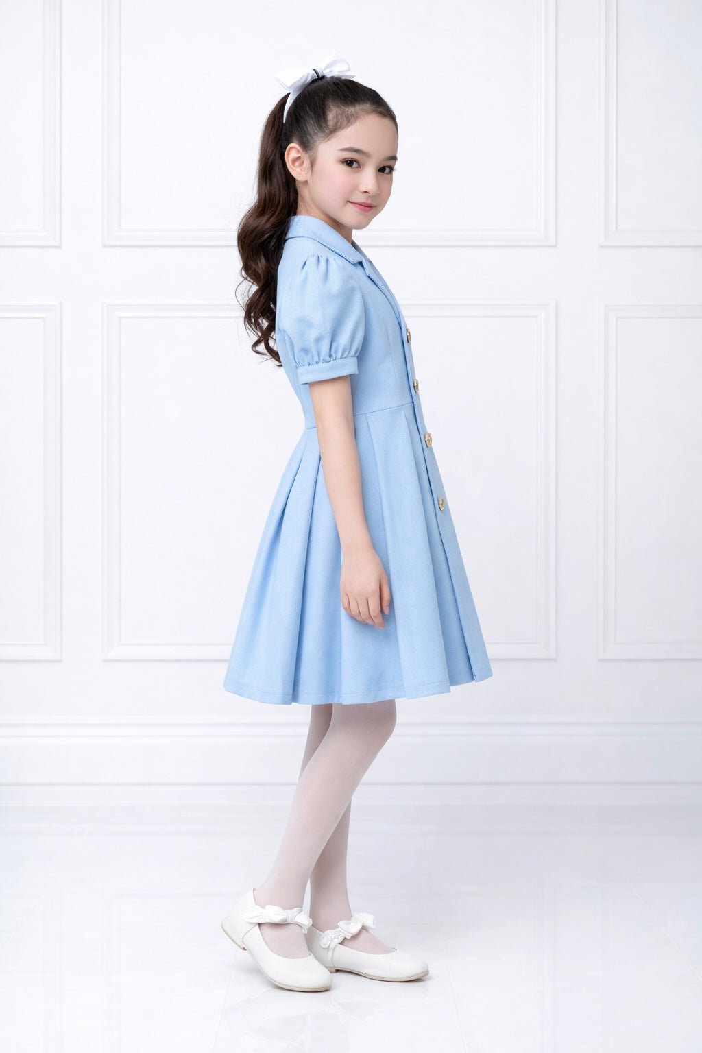 BLUE BUTTON DENIM DRESS
