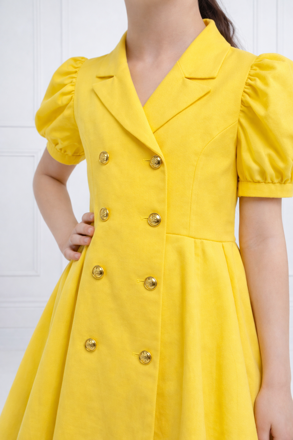 YELLOW BUTTON DENIM DRESS