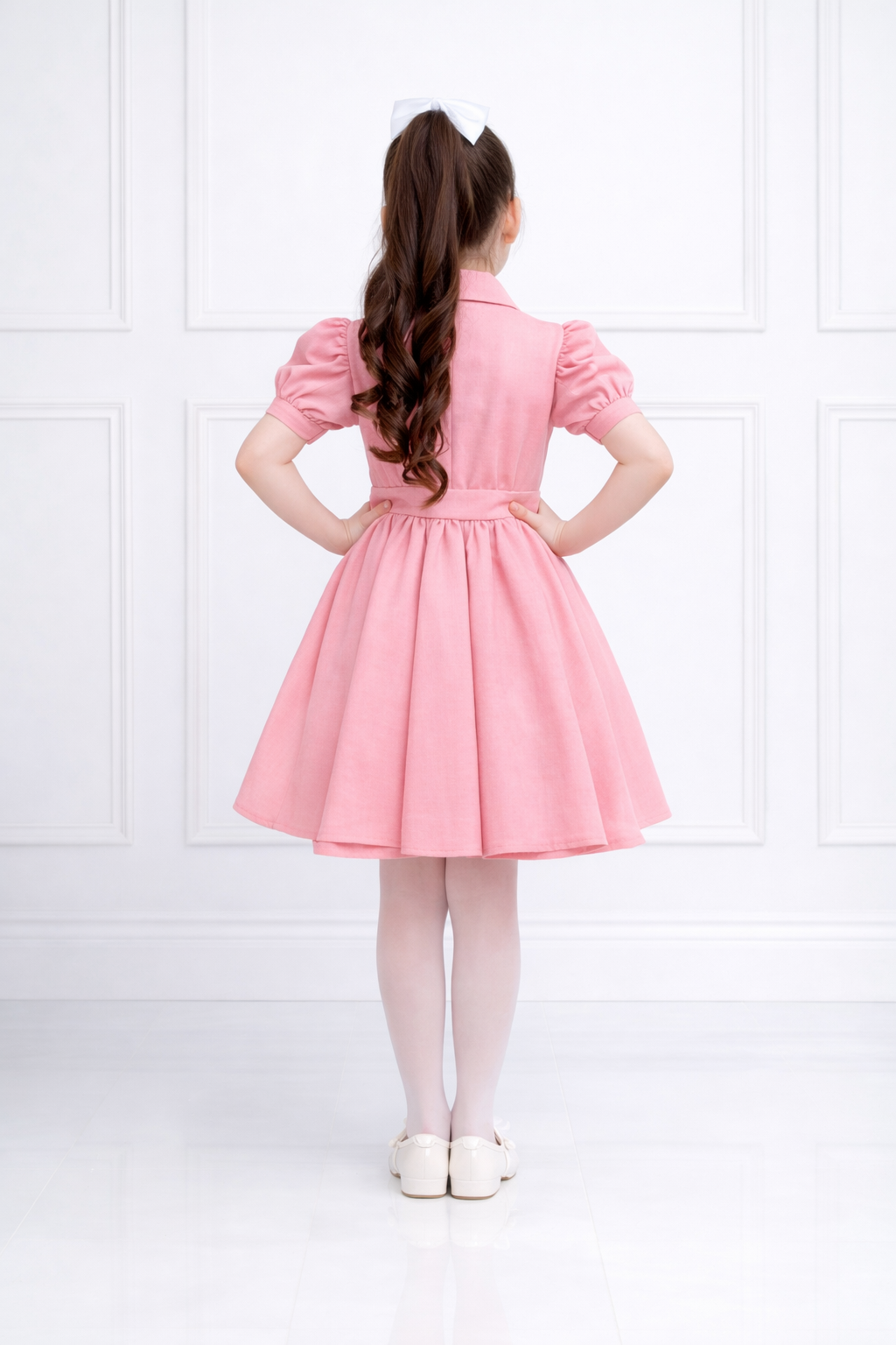 PINK BUTTON DENIM DRESS