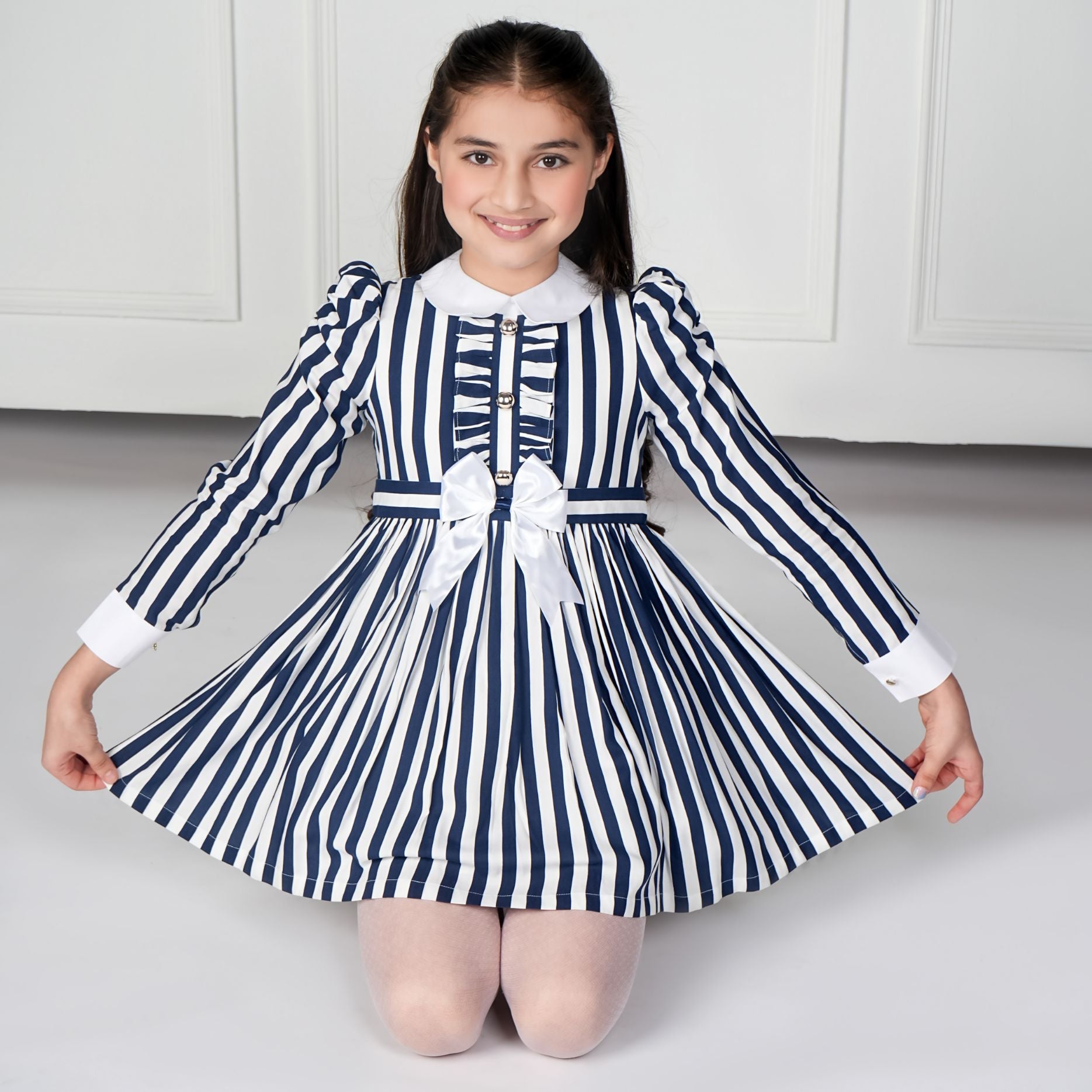 NAVY RIBBON DRESS