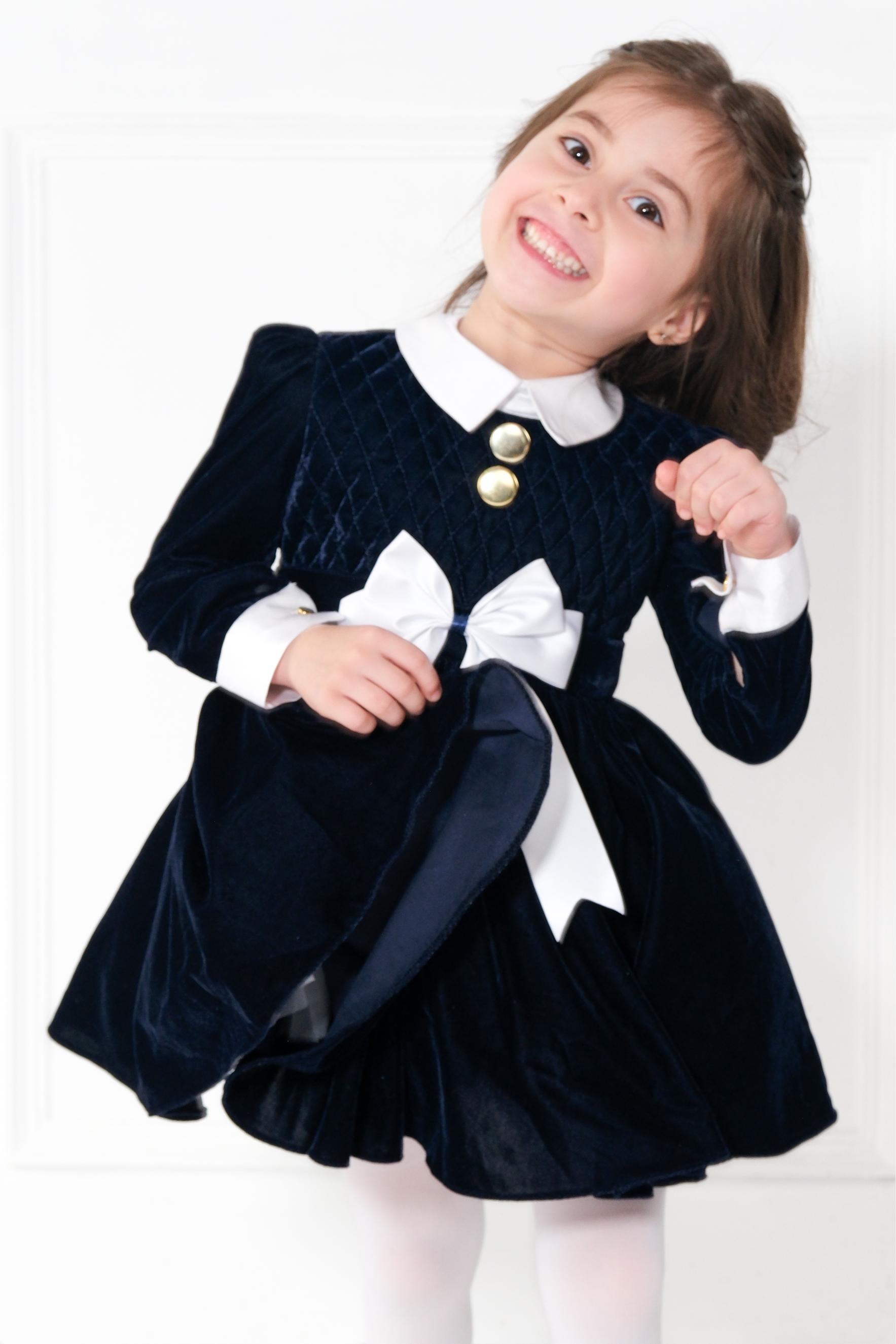 NAVY BLUE VELVET DRESS