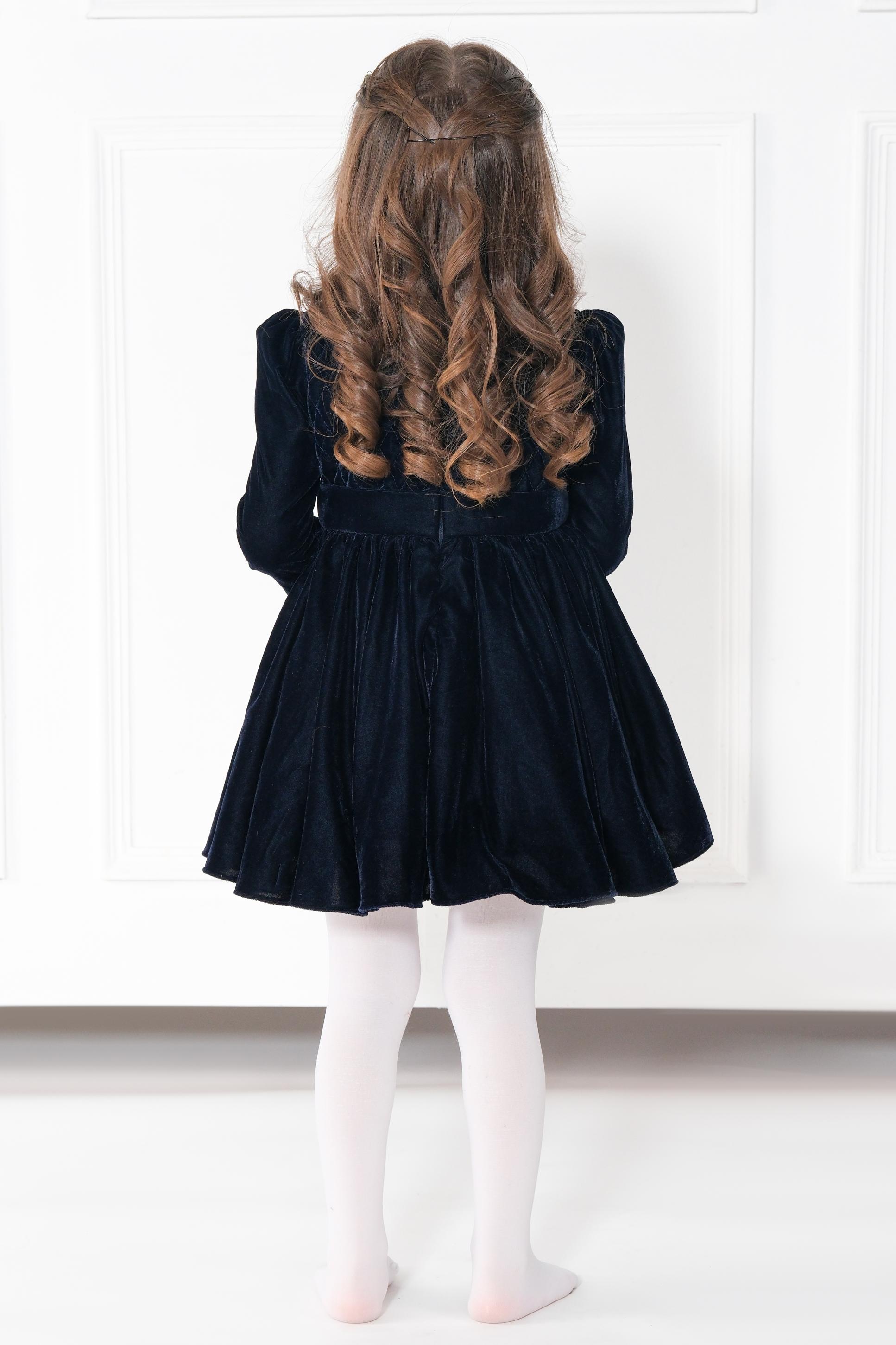 NAVY BLUE VELVET DRESS