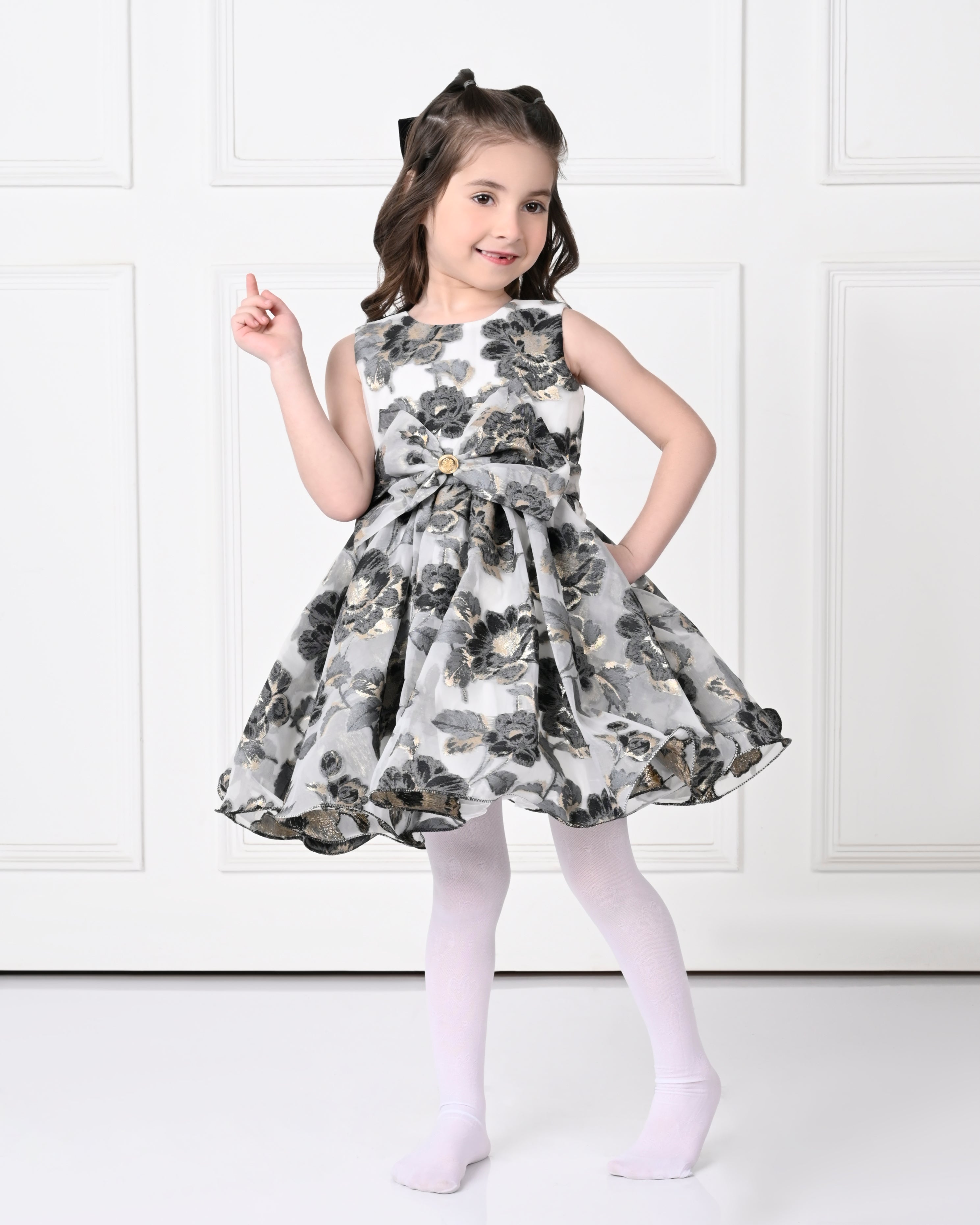 Camellia Pony Floral Printed Dress Off White