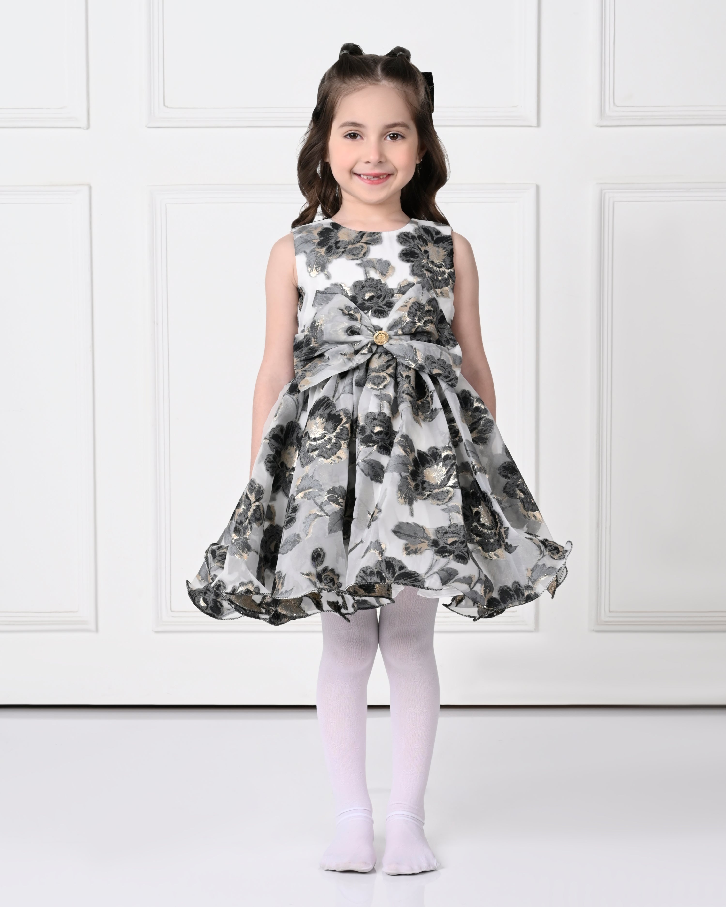Camellia Pony Floral Printed Dress Off White
