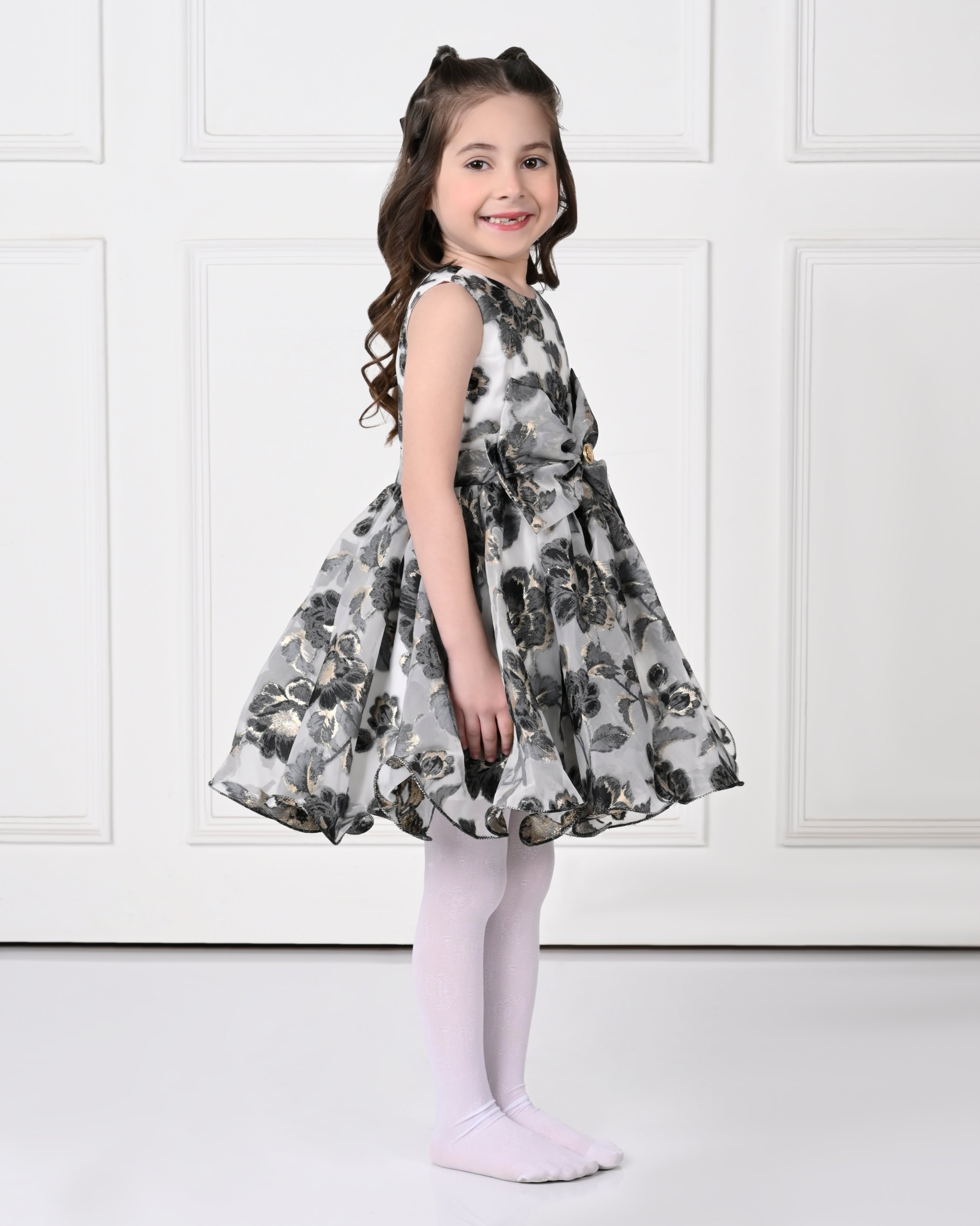 Camellia Pony Floral Printed Dress Off White