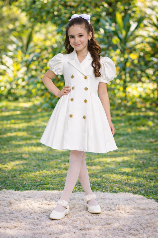 white denim dress puff sleeve FINAL SALE