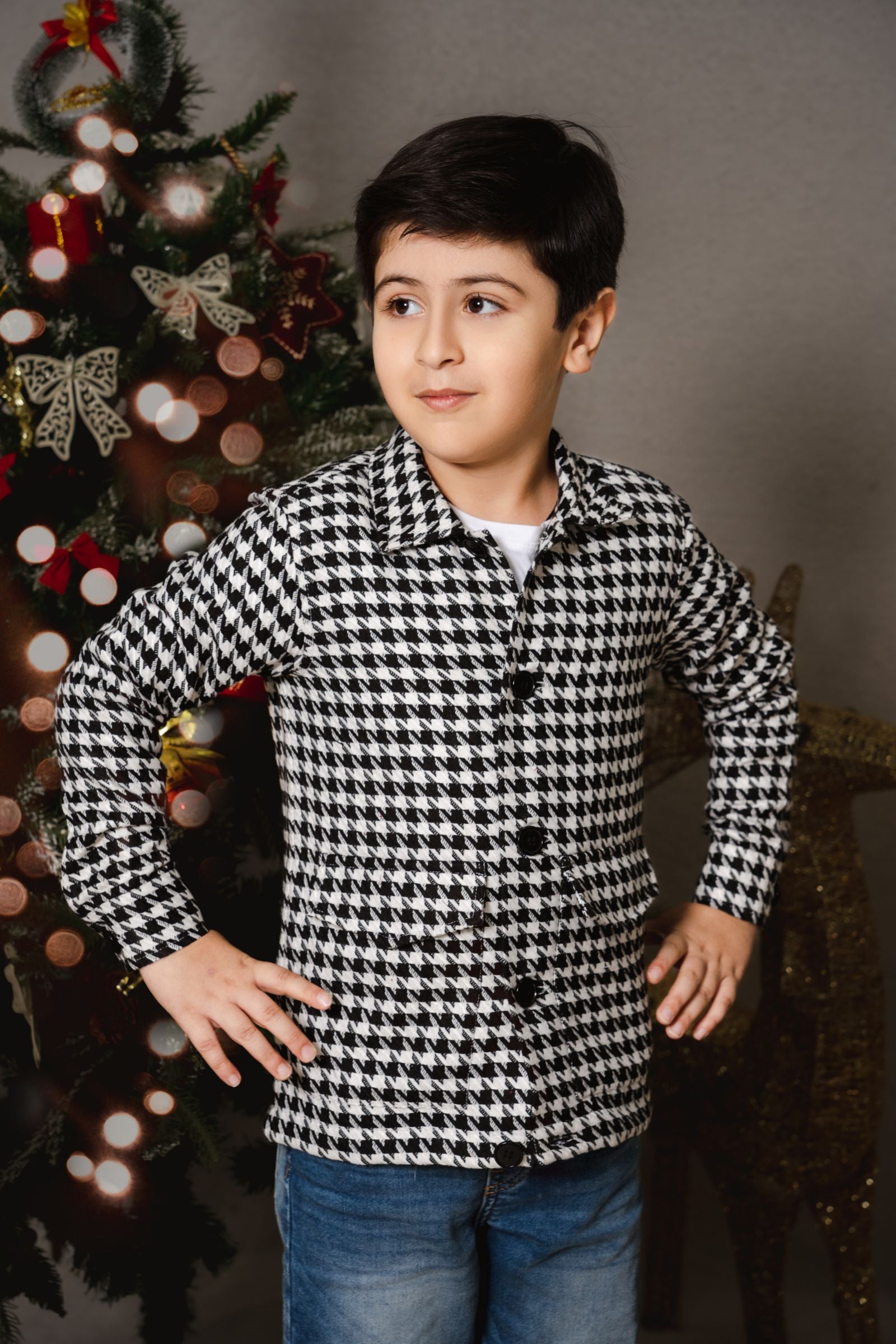 HOUNDSTOOTH B&W - BOYS SHIRT
