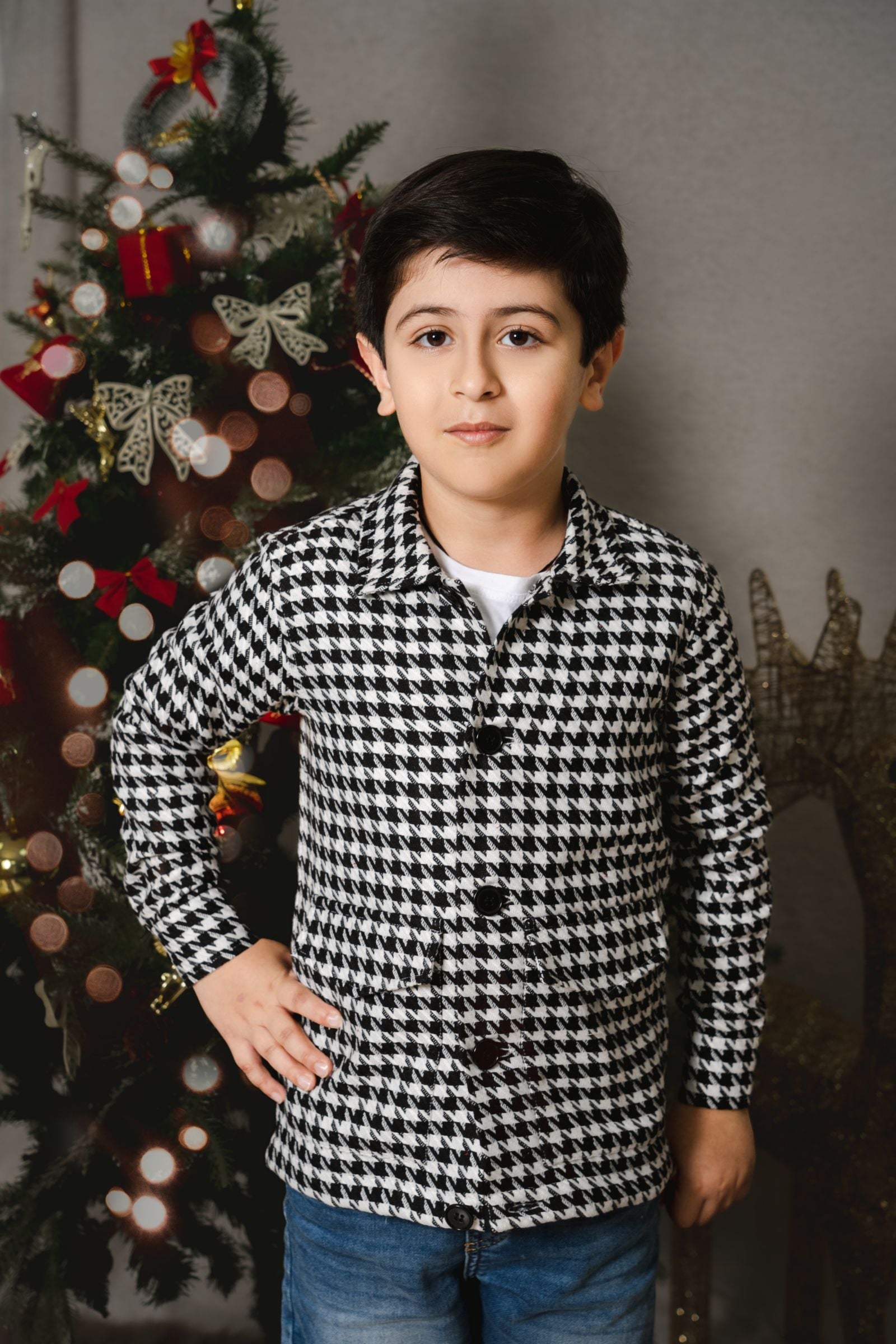 HOUNDSTOOTH B&W - BOYS SHIRT