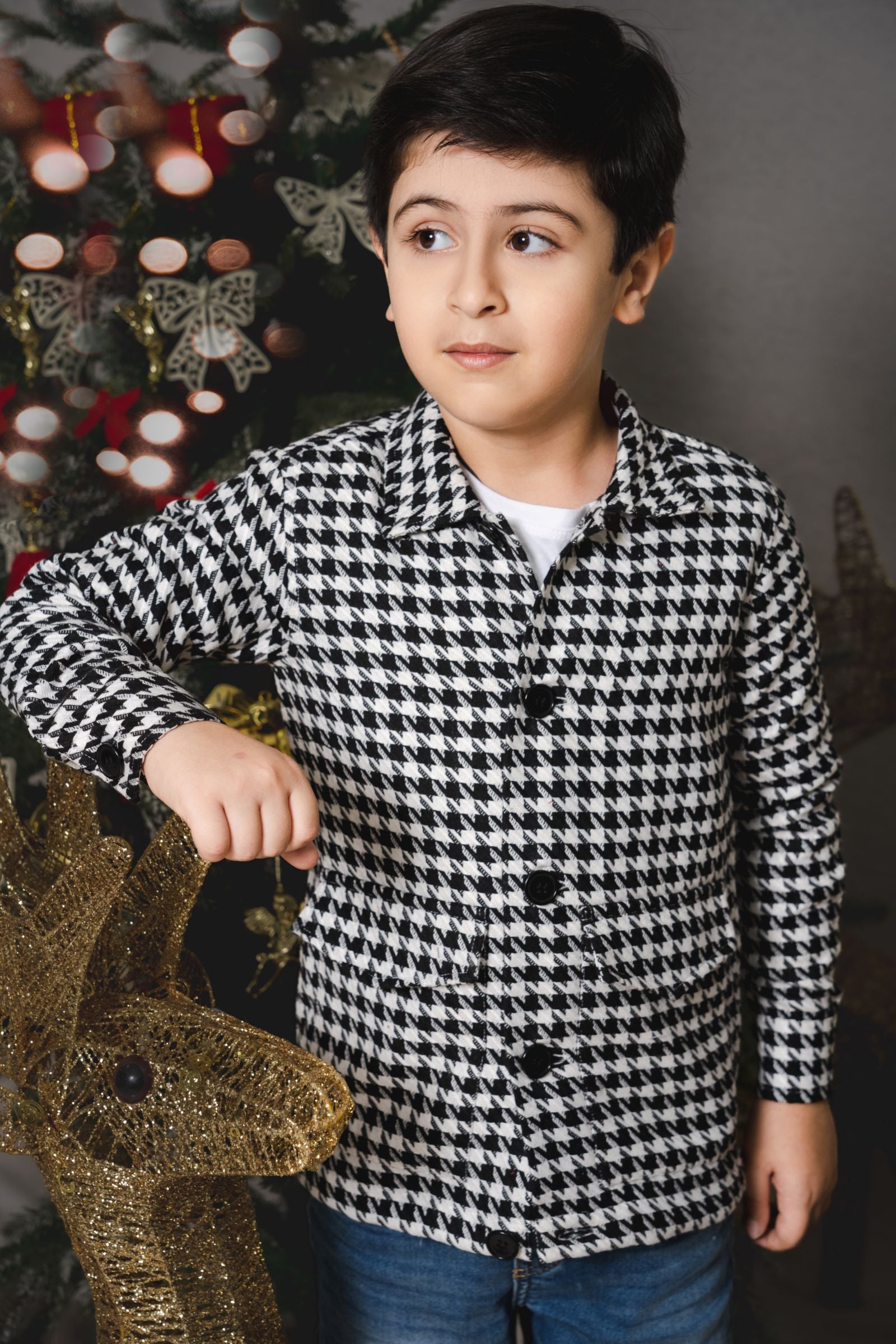 HOUNDSTOOTH B&W - BOYS SHIRT