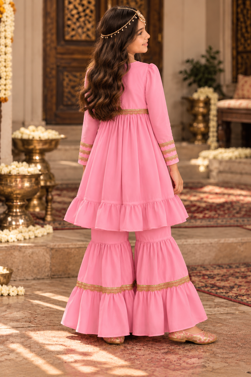 PINK VELVET SHARARA SET