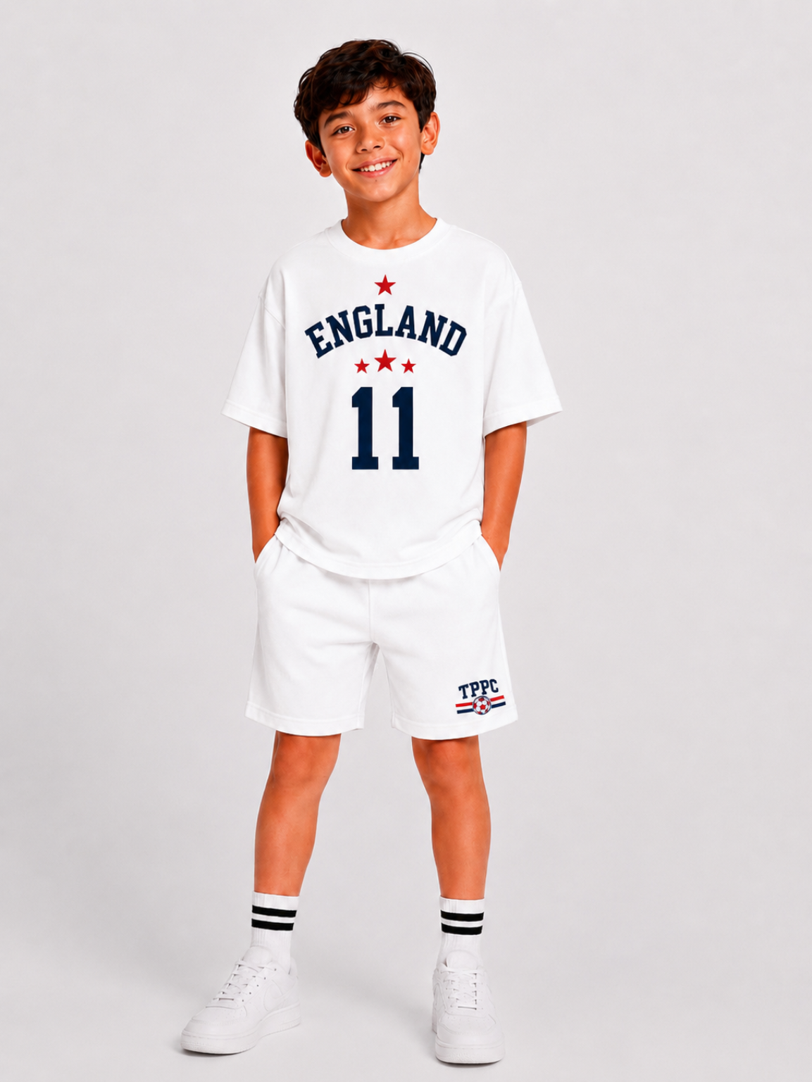 ENGLAND - OVERSIZED WHITE CO-ORD SET