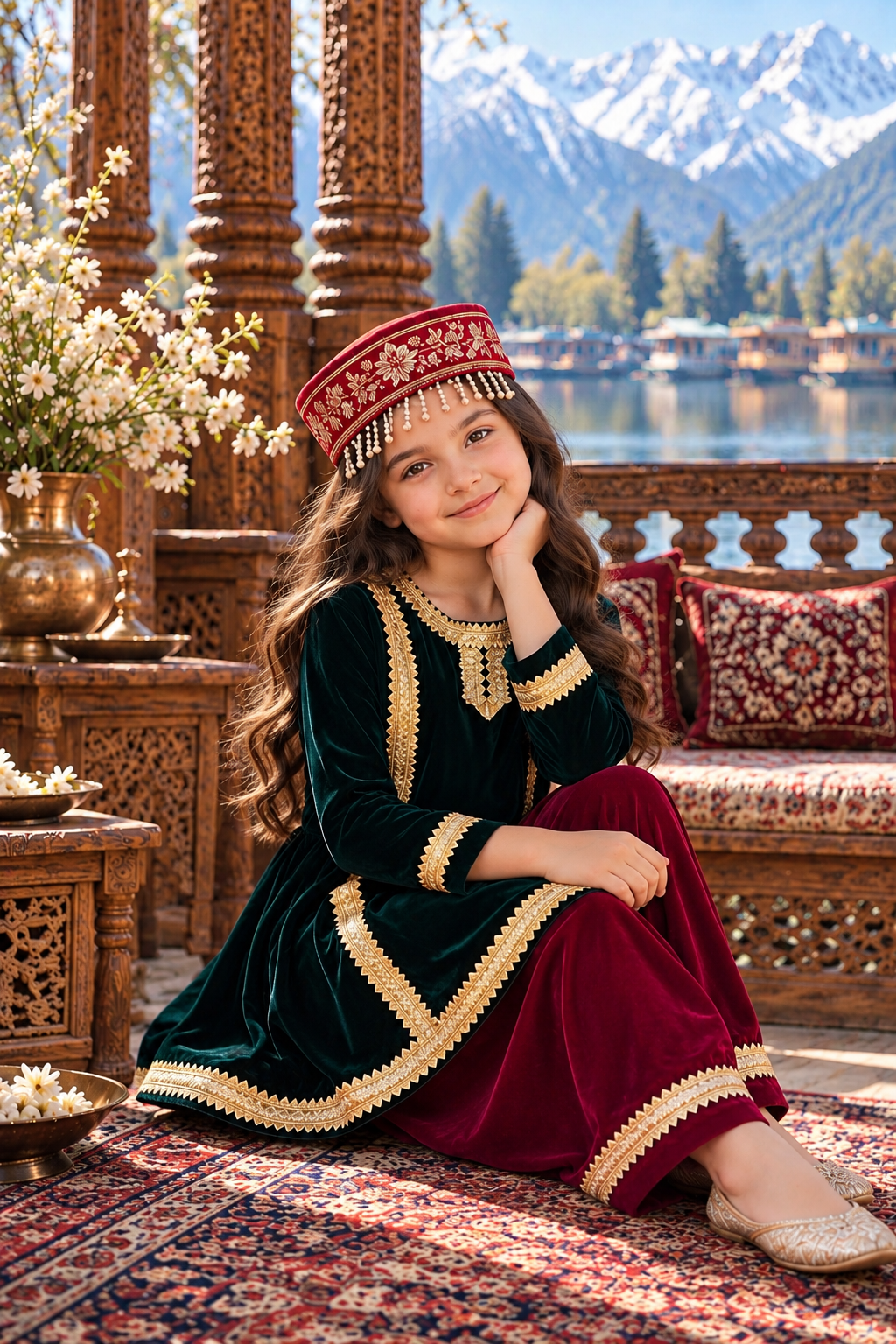 GREEN & BURGUNDY FARSHI SET