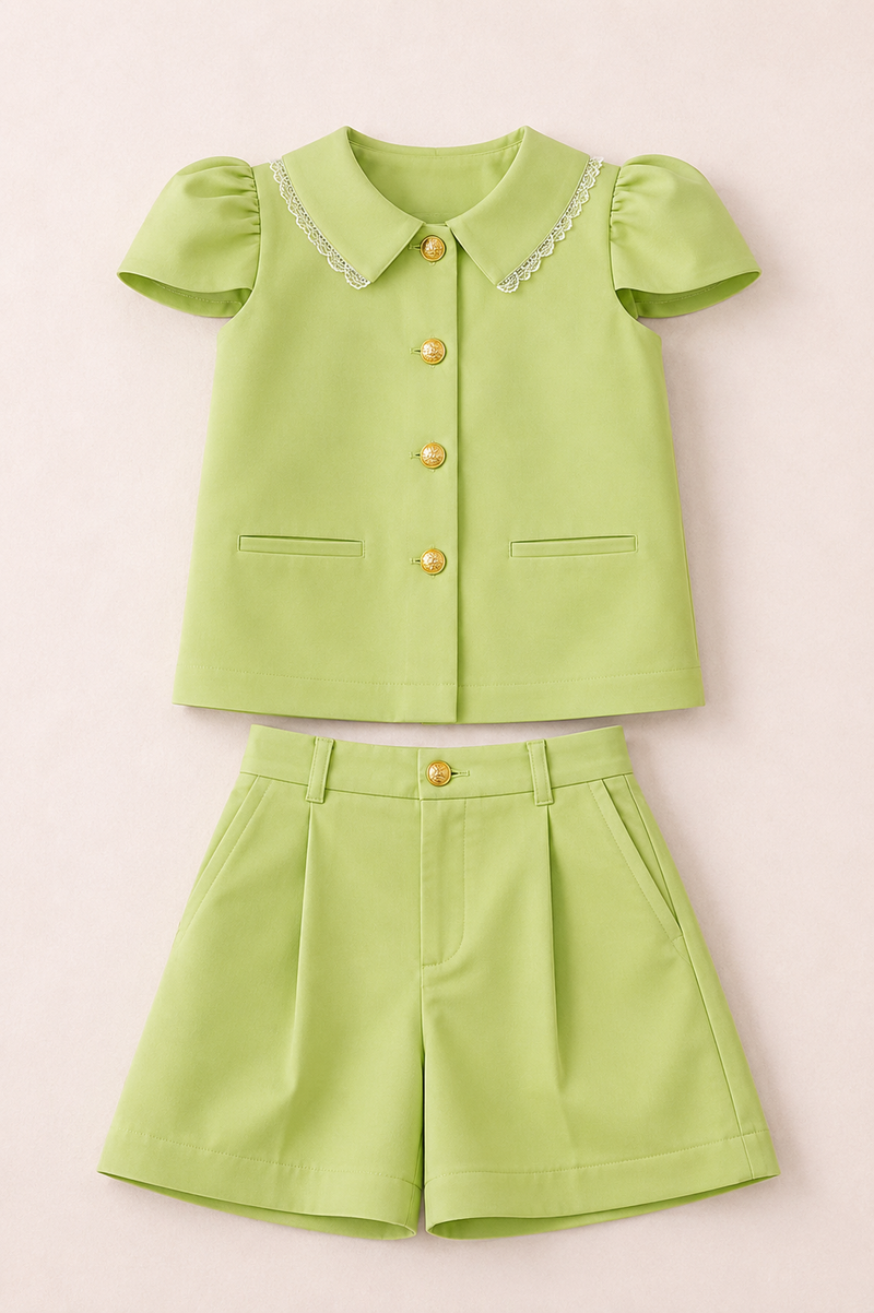 LIGHT GREEN DENIM CO-ORD