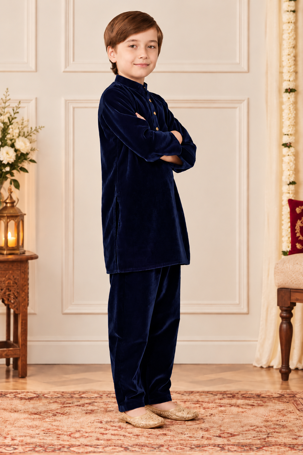 NAVY VELVET SET