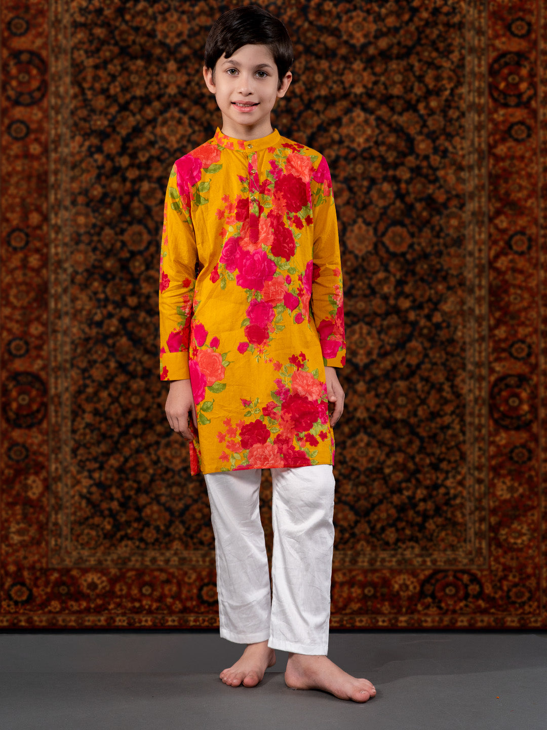 MUSTARD FLORAL KURTA SET