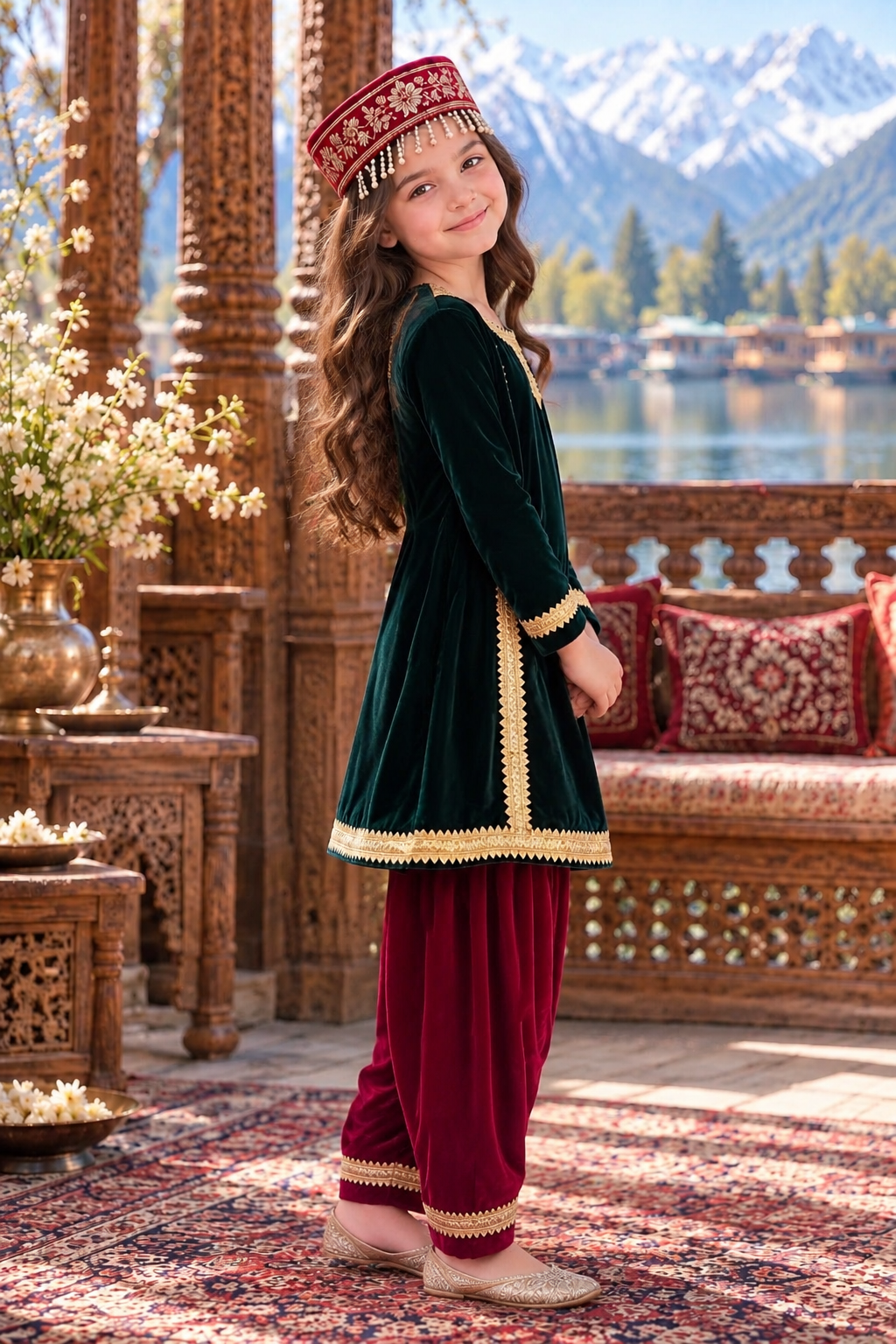 GREEN & BURGUNDY FARSHI SET