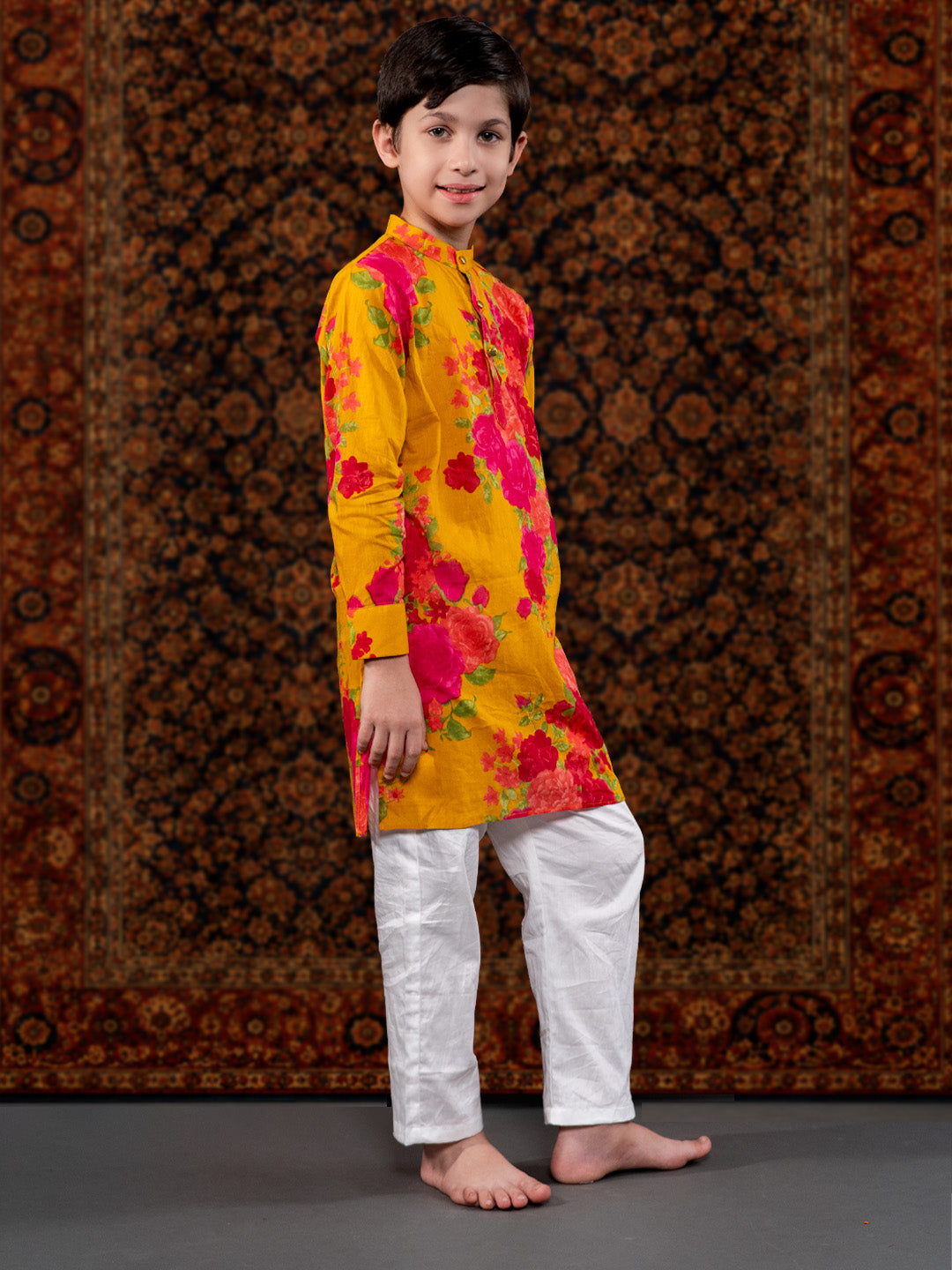 MUSTARD FLORAL KURTA SET