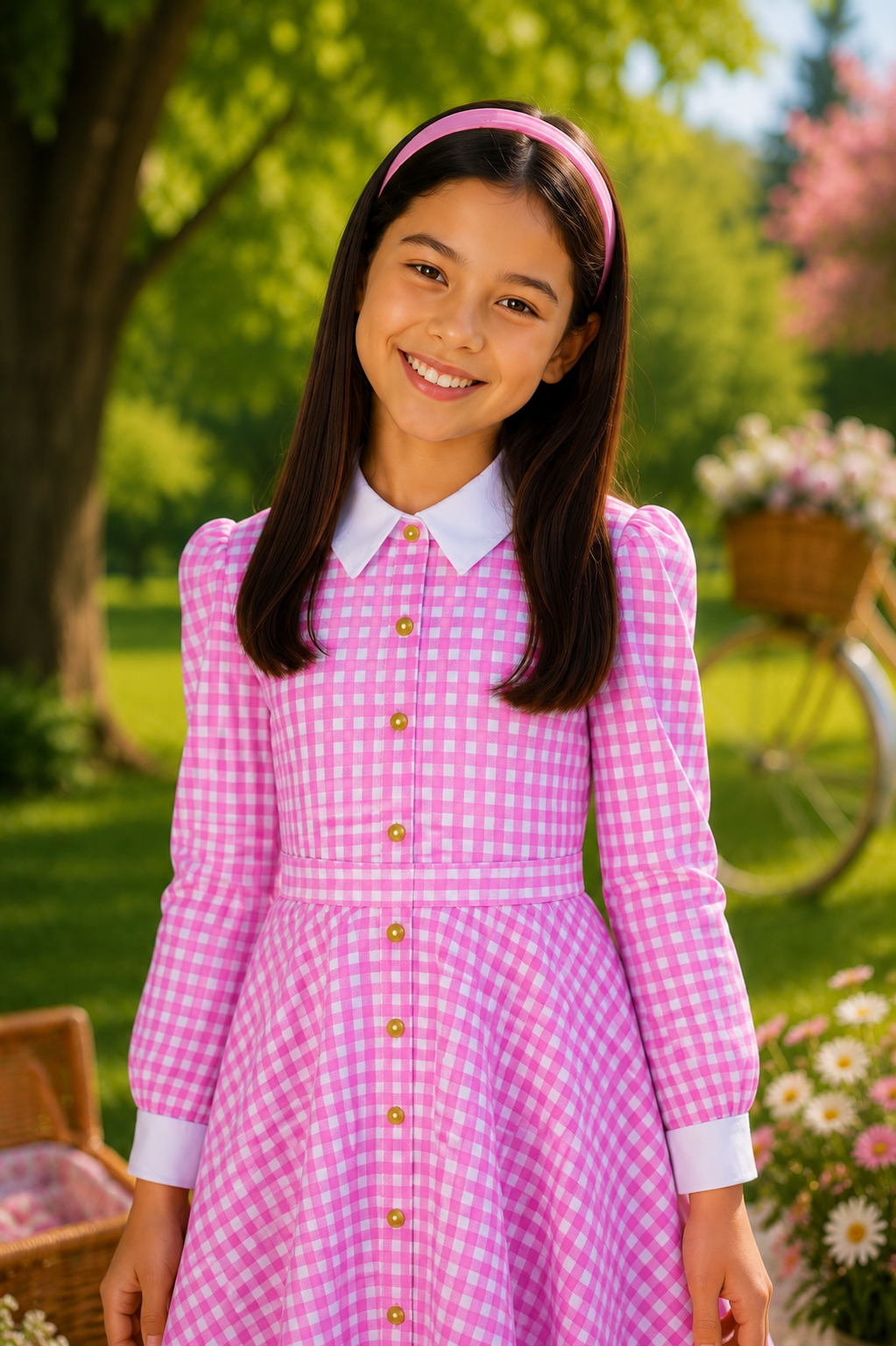 PINK CHECK SHIRT DRESS