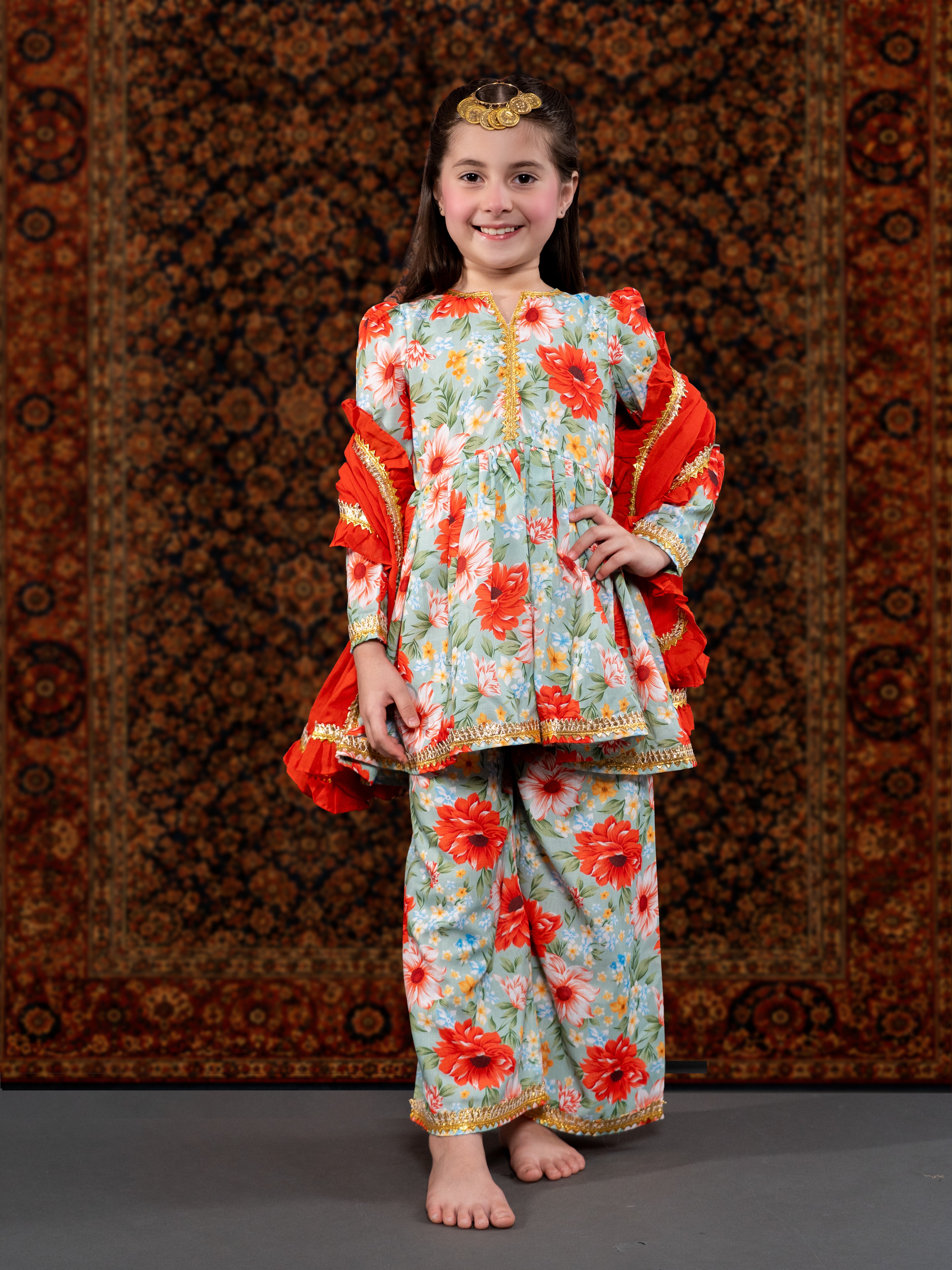GREEN & ORANGE SUIT SET