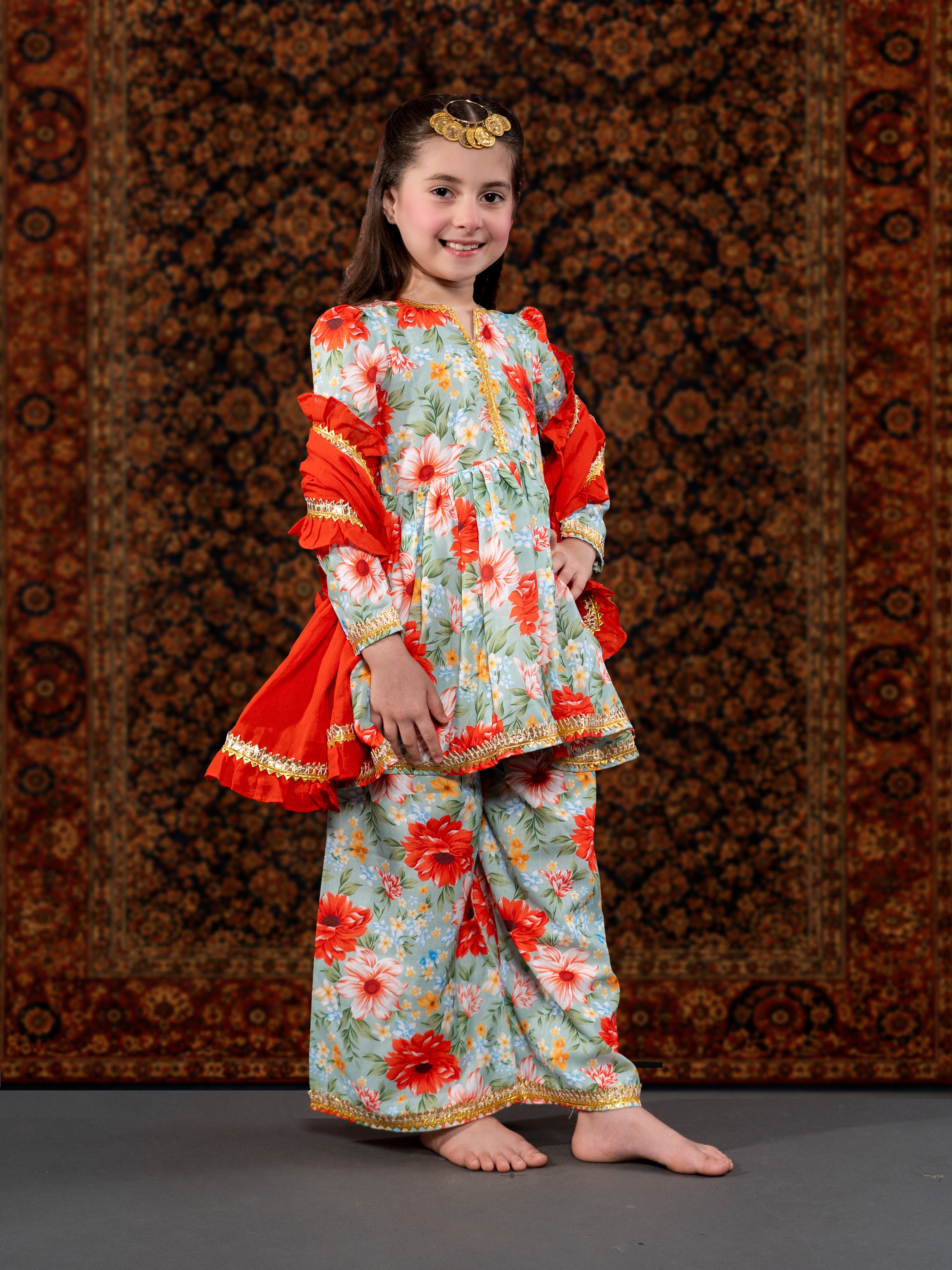 GREEN & ORANGE SUIT SET