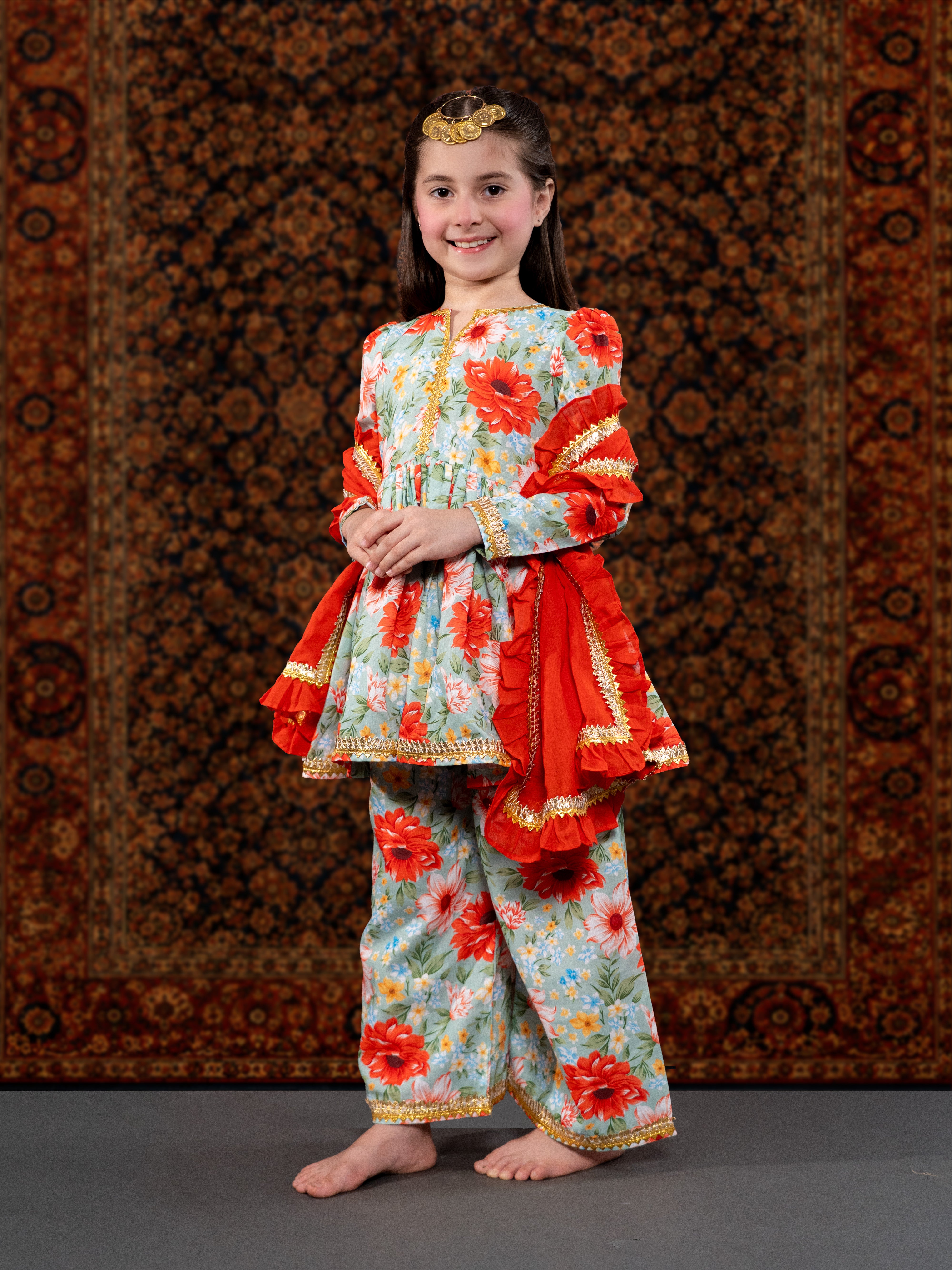 GREEN & ORANGE SUIT SET