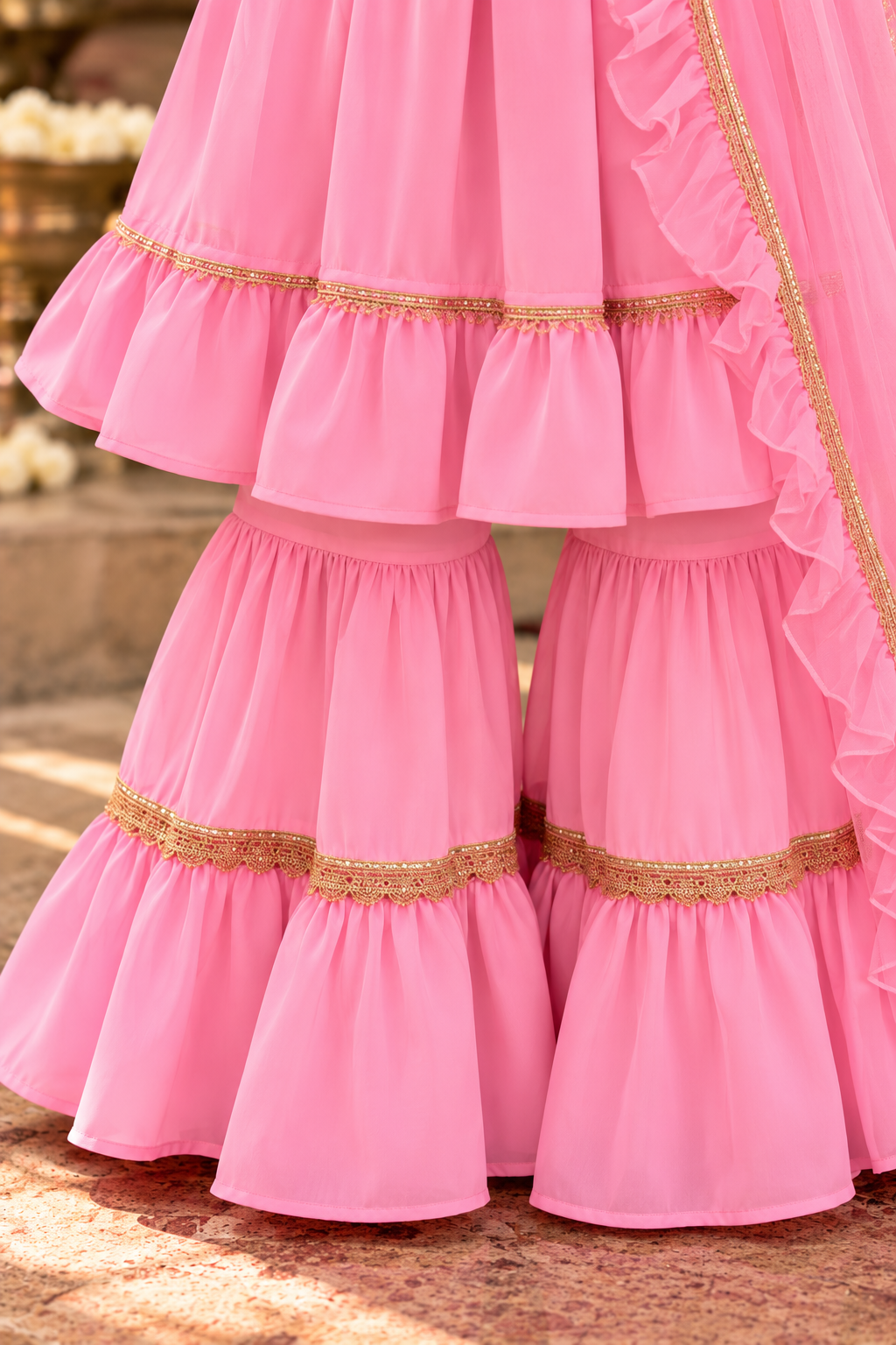 PINK VELVET SHARARA SET