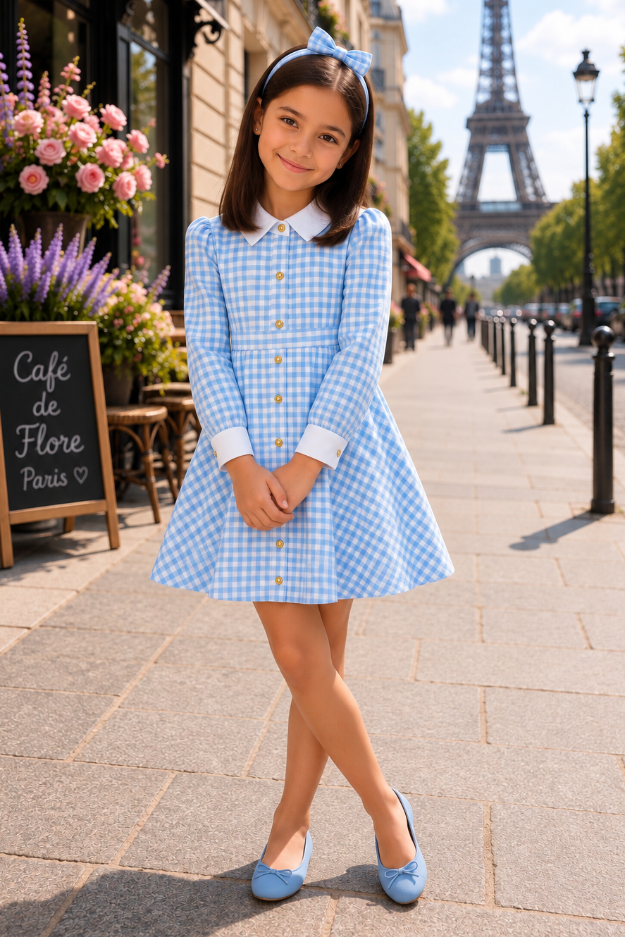 BLUE CHECK SHIRT DRESS