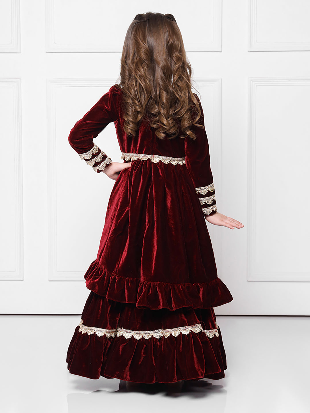 MAROON VELVET SET- A Maroon Velvet Suit with Sharara