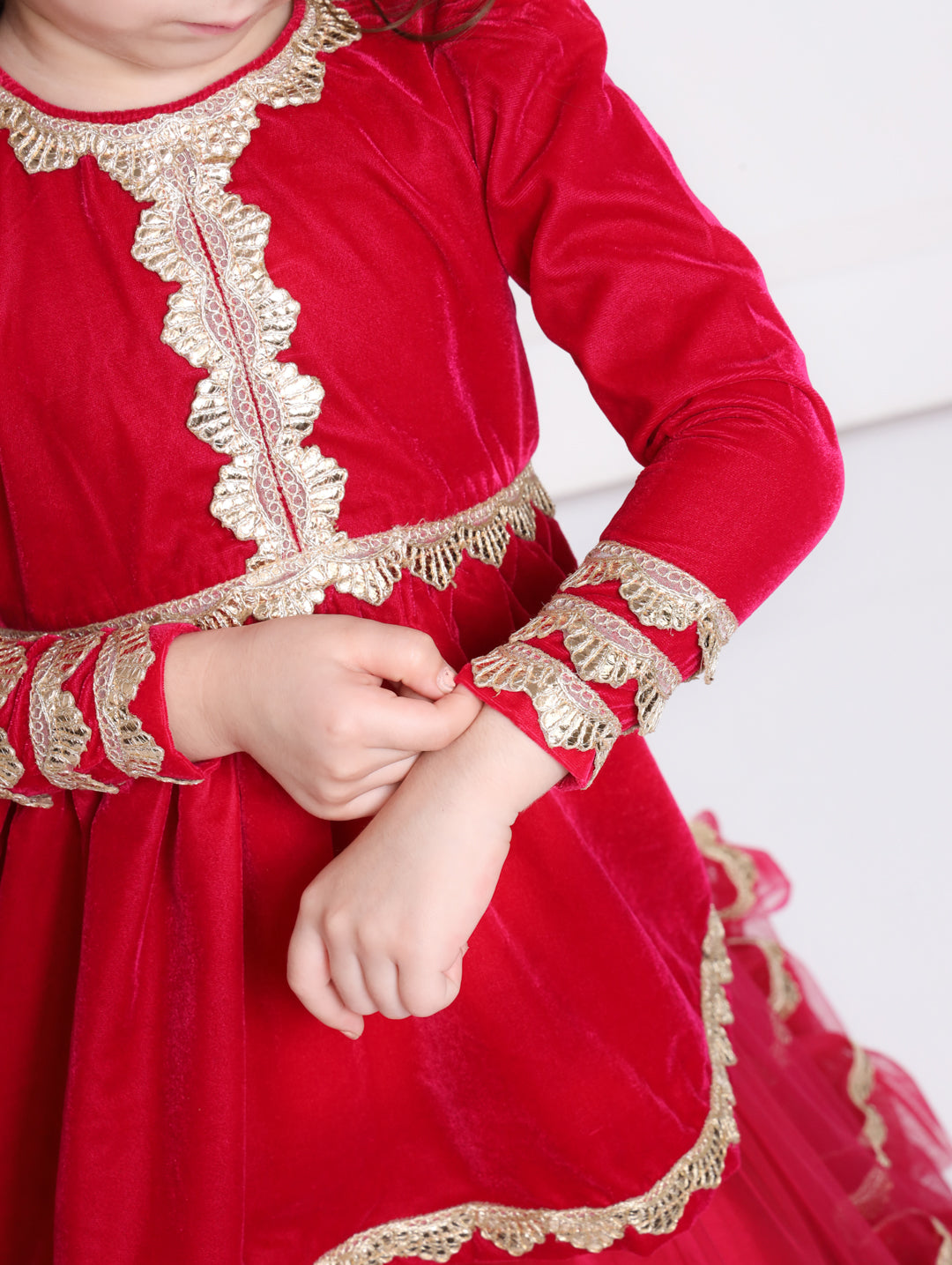 MAGENTA VELVET LEHENGA SET