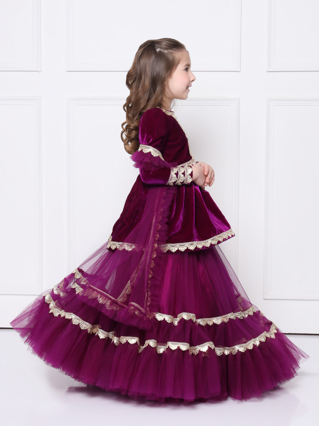 PURPLE VELVET LEHENGA SET