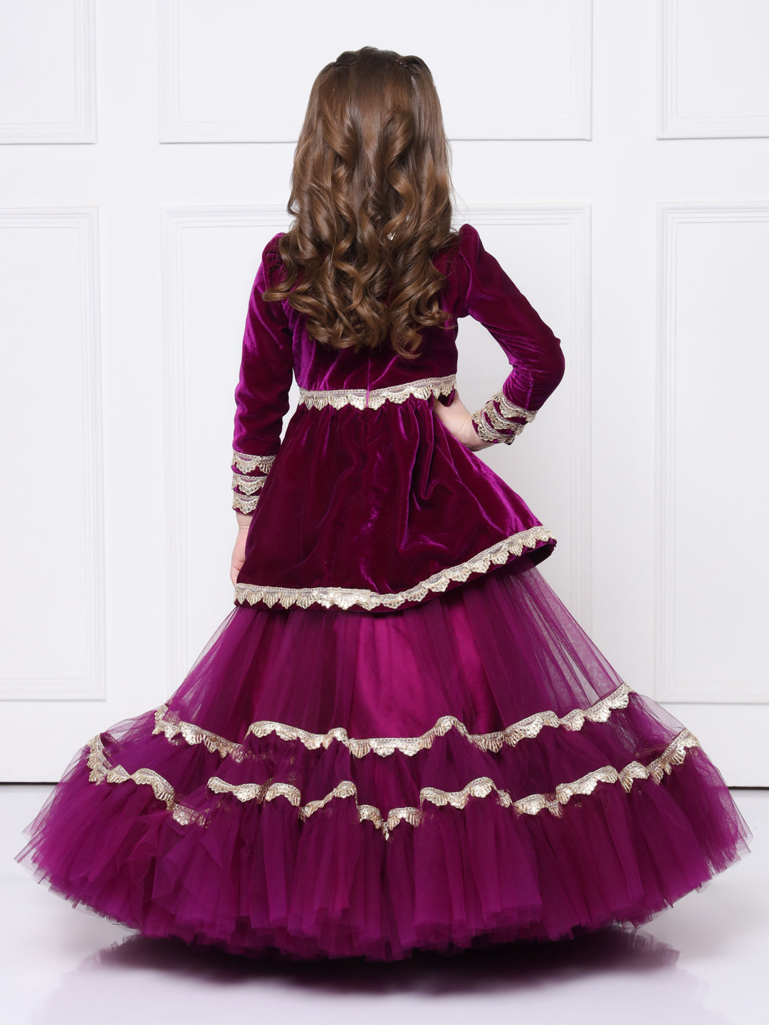 PURPLE VELVET LEHENGA SET