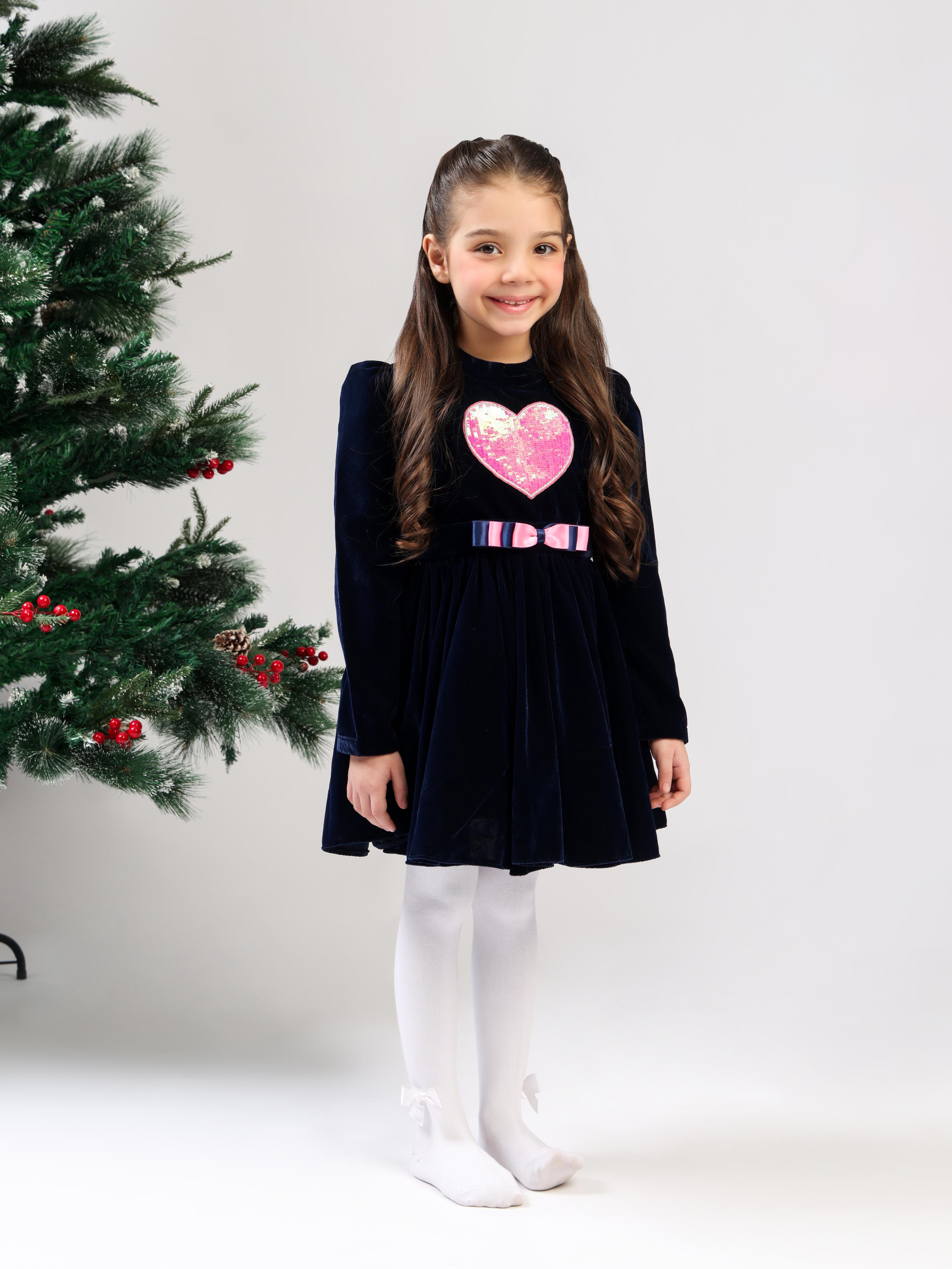 NAVY VELVET HEART DRESS