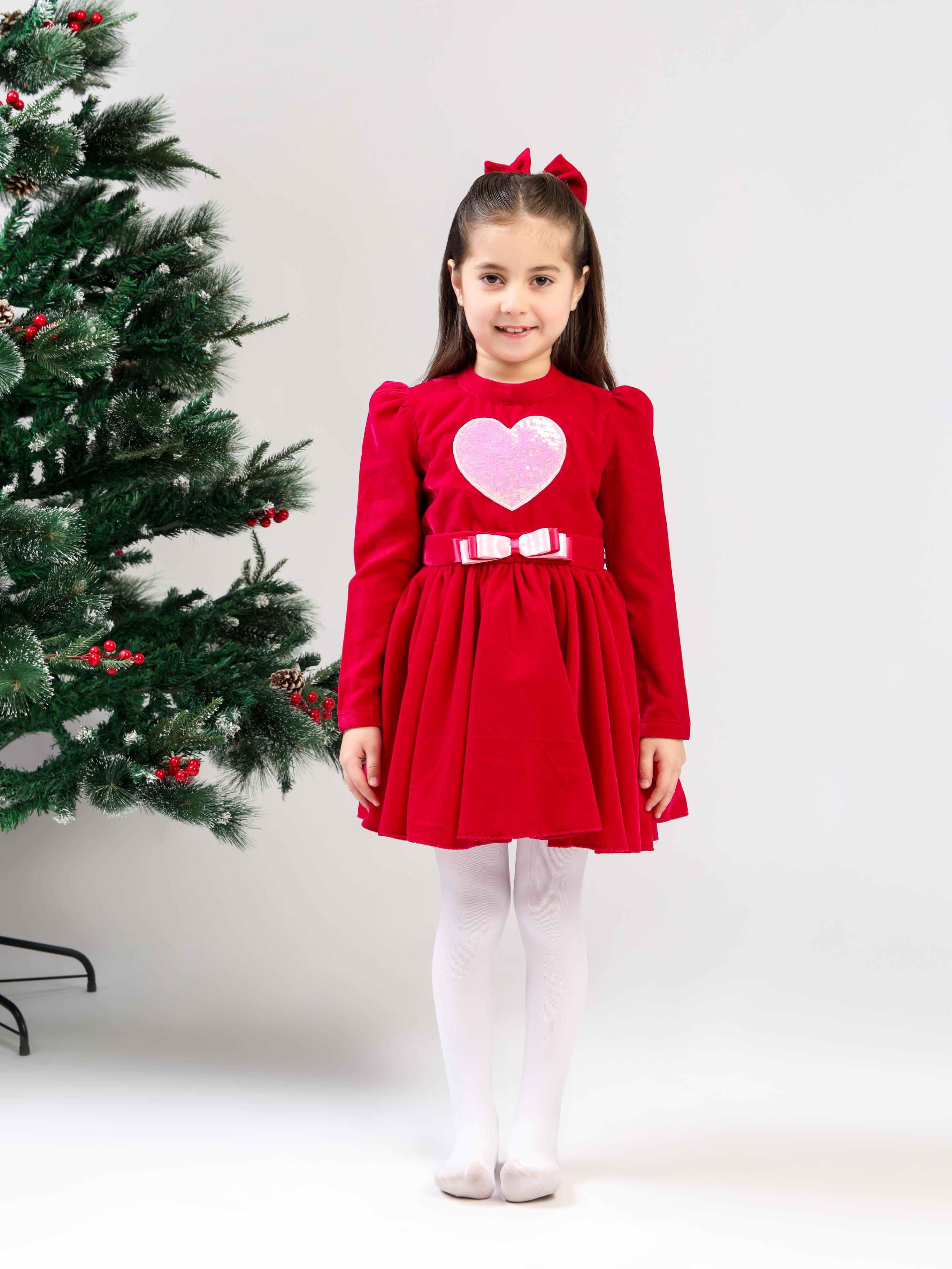 MAGENTA VELVET HEART DRESS